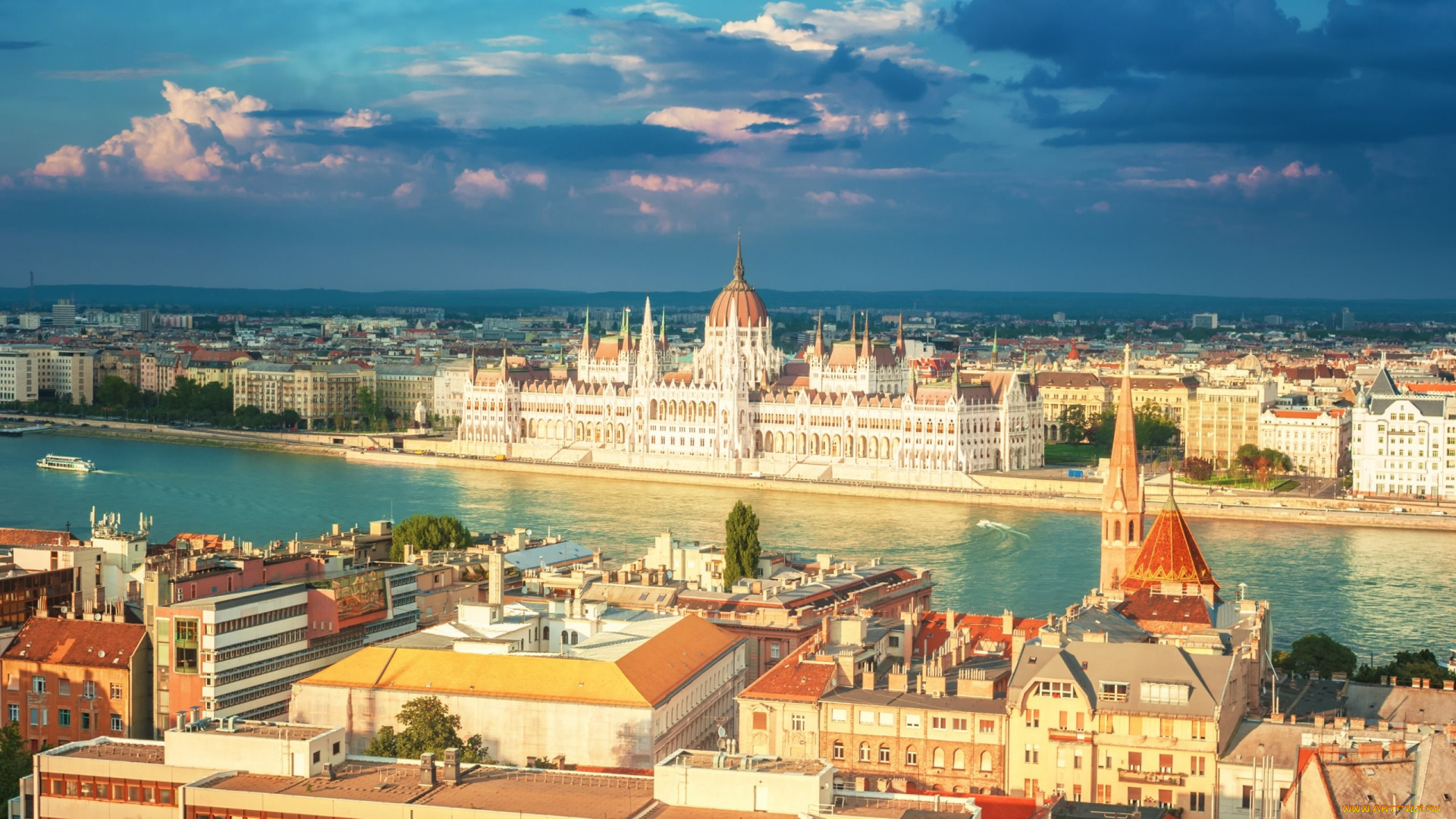 города, будапешт, , венгрия, река, дунай, парламент