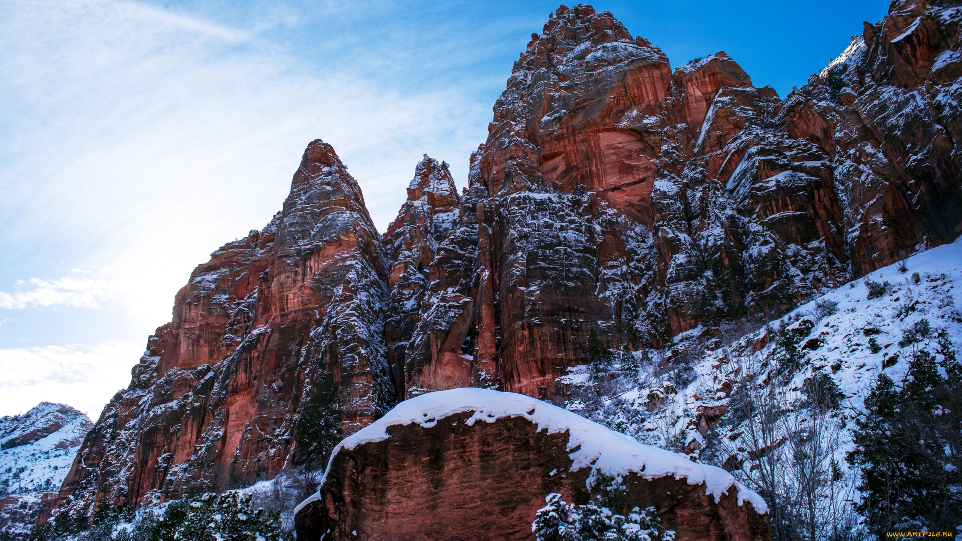 природа, горы, снег