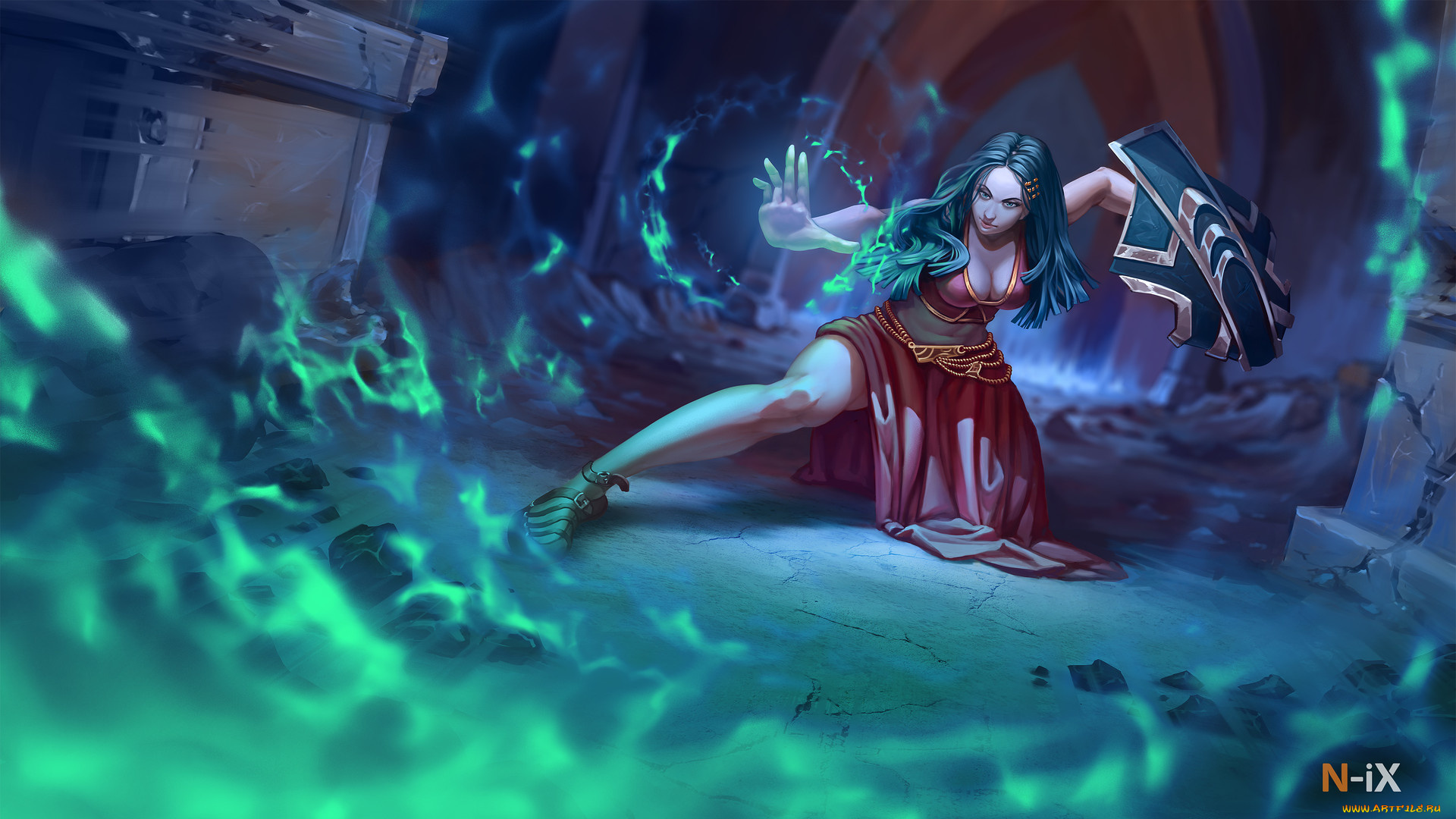 видео, игры, ---другое, магия, щит, девушка