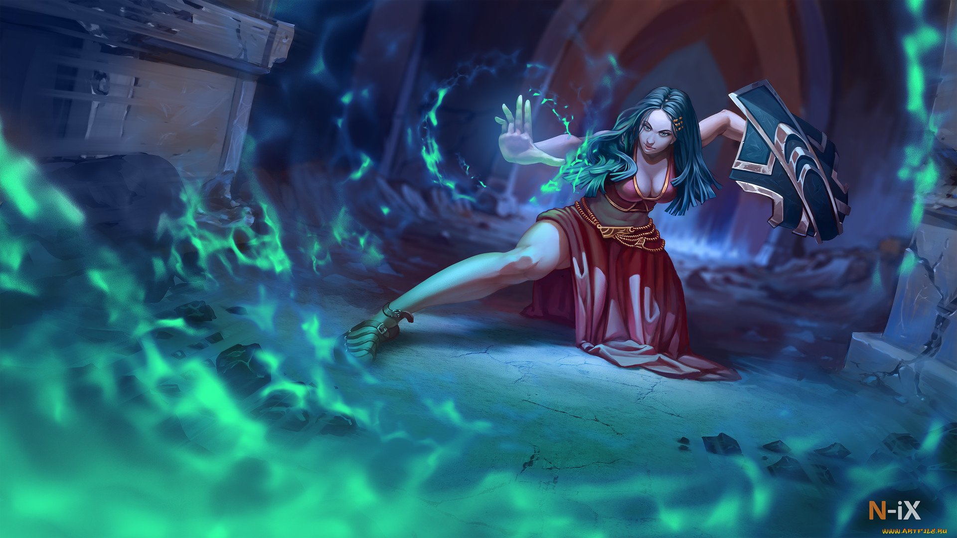 видео, игры, ---другое, магия, щит, девушка