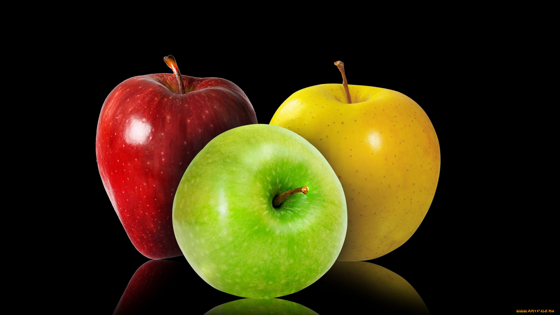 еда, яблоки, трио