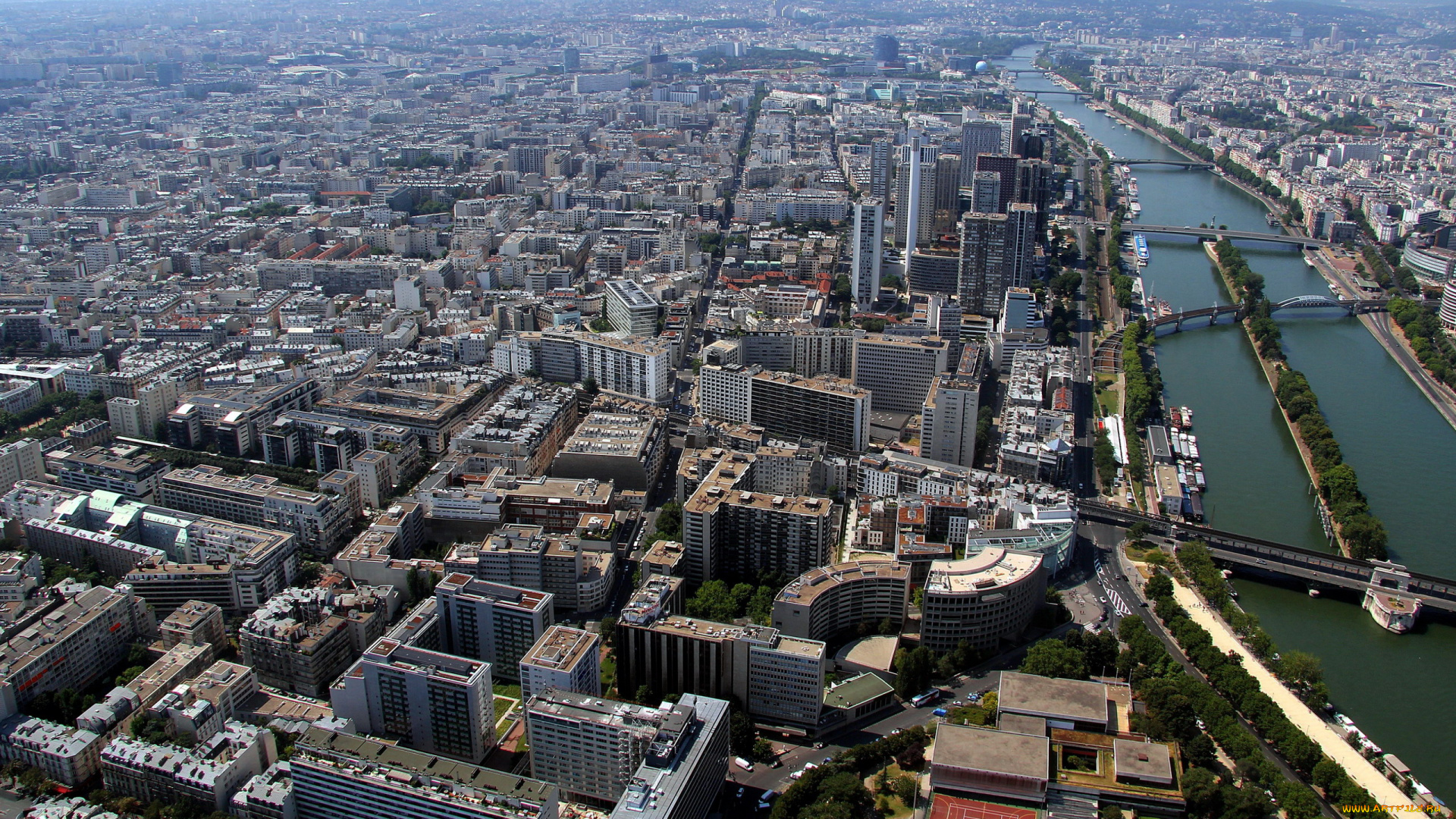 города, париж, , франция, панорама