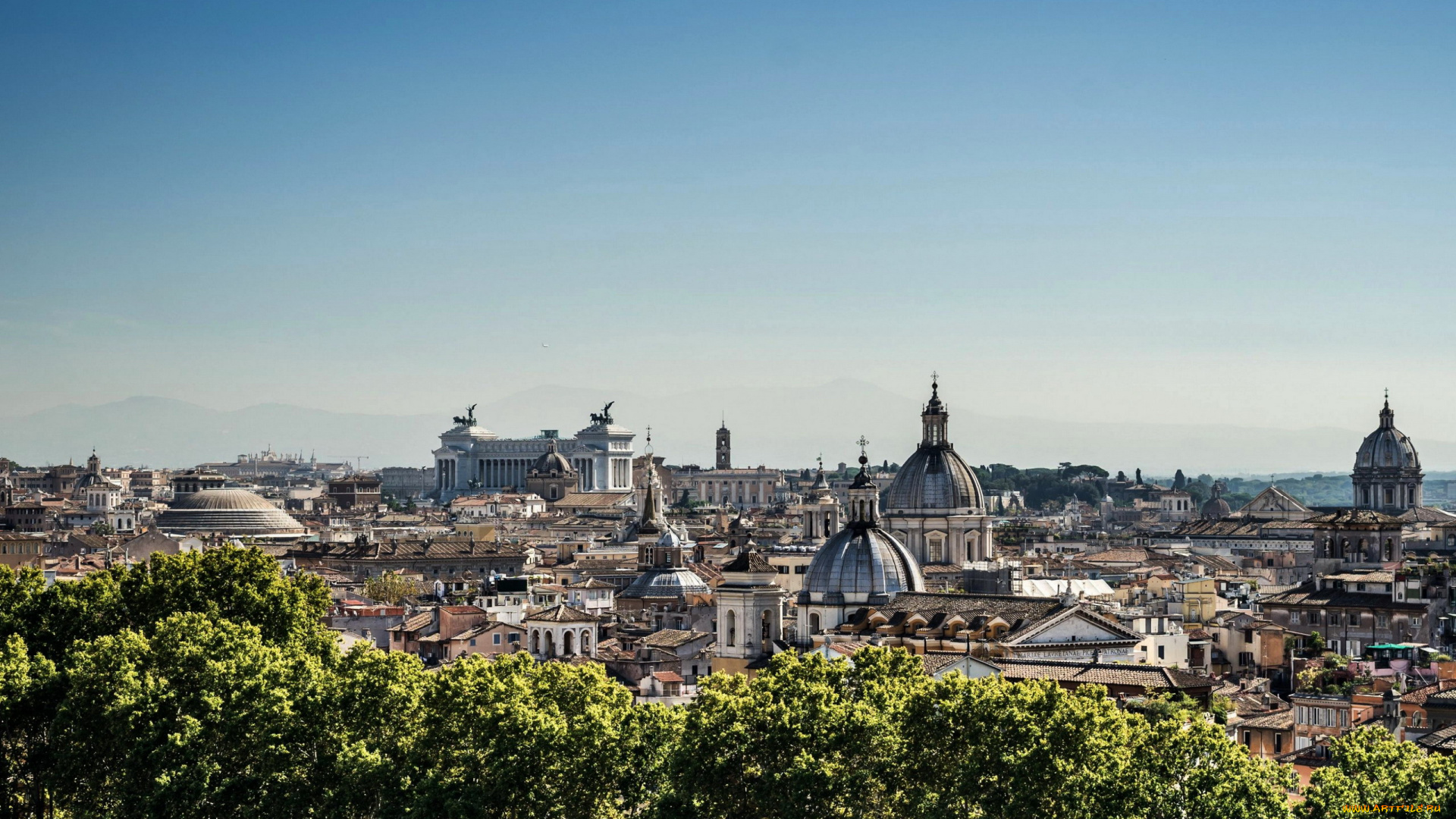 города, рим, , ватикан, , италия, панорама