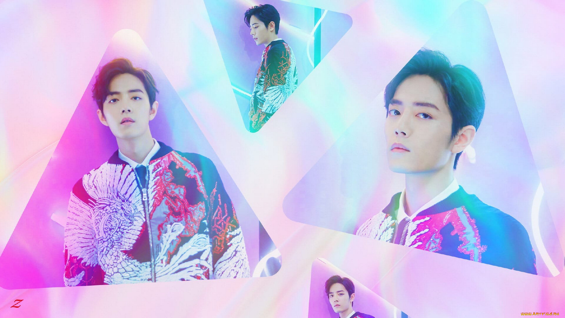 мужчины, xiao, zhan, актер, куртка, коллаж