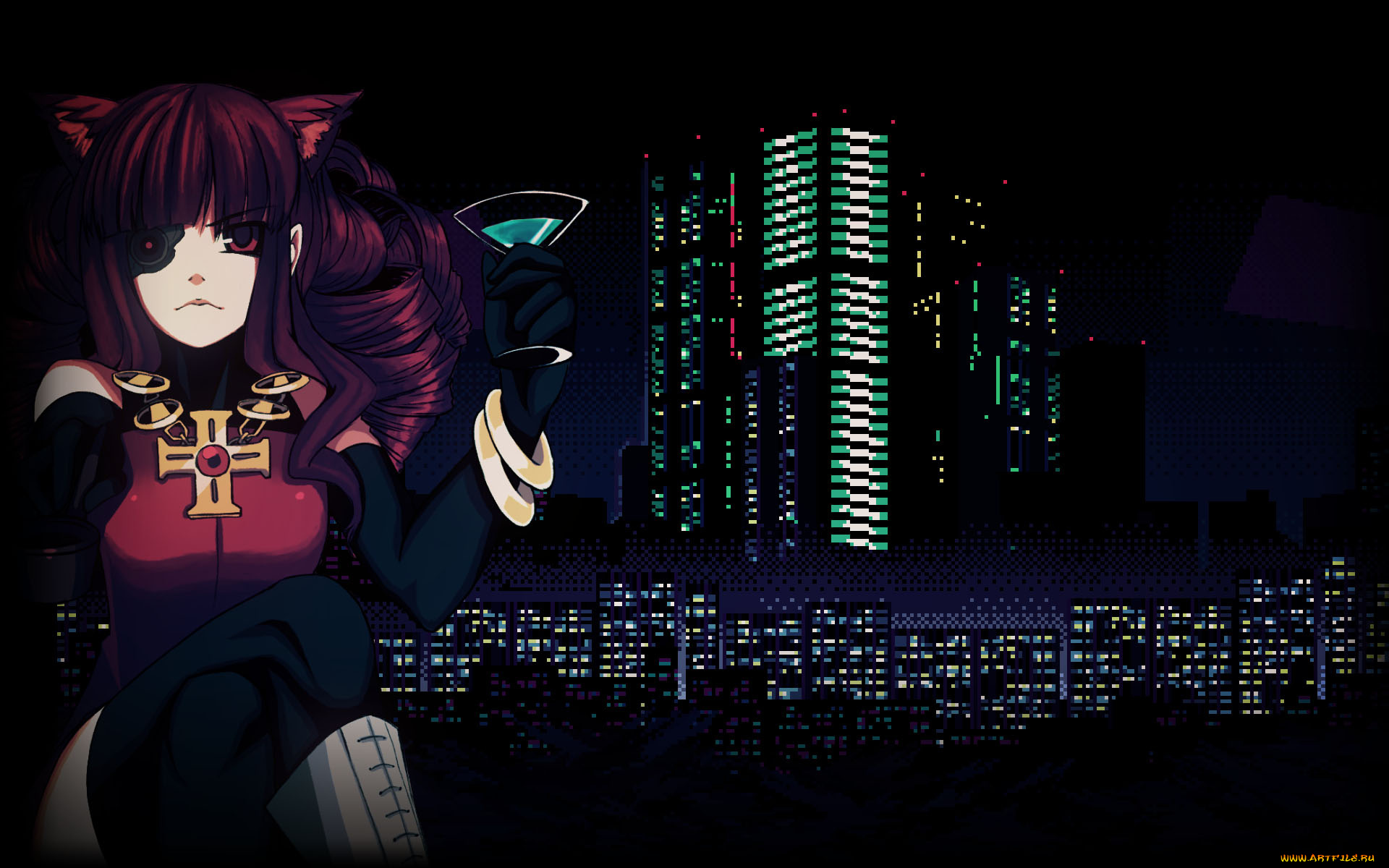 аниме, va-11, hall-a, cyberpunk, bartender, action, девушка