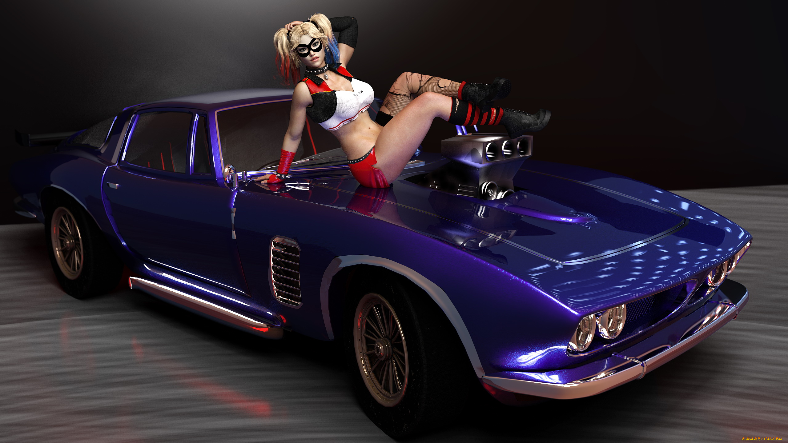 3д, графика, люди-авто, мото, , people-, car, , , moto, девушка, фон, униформа, автомобиль