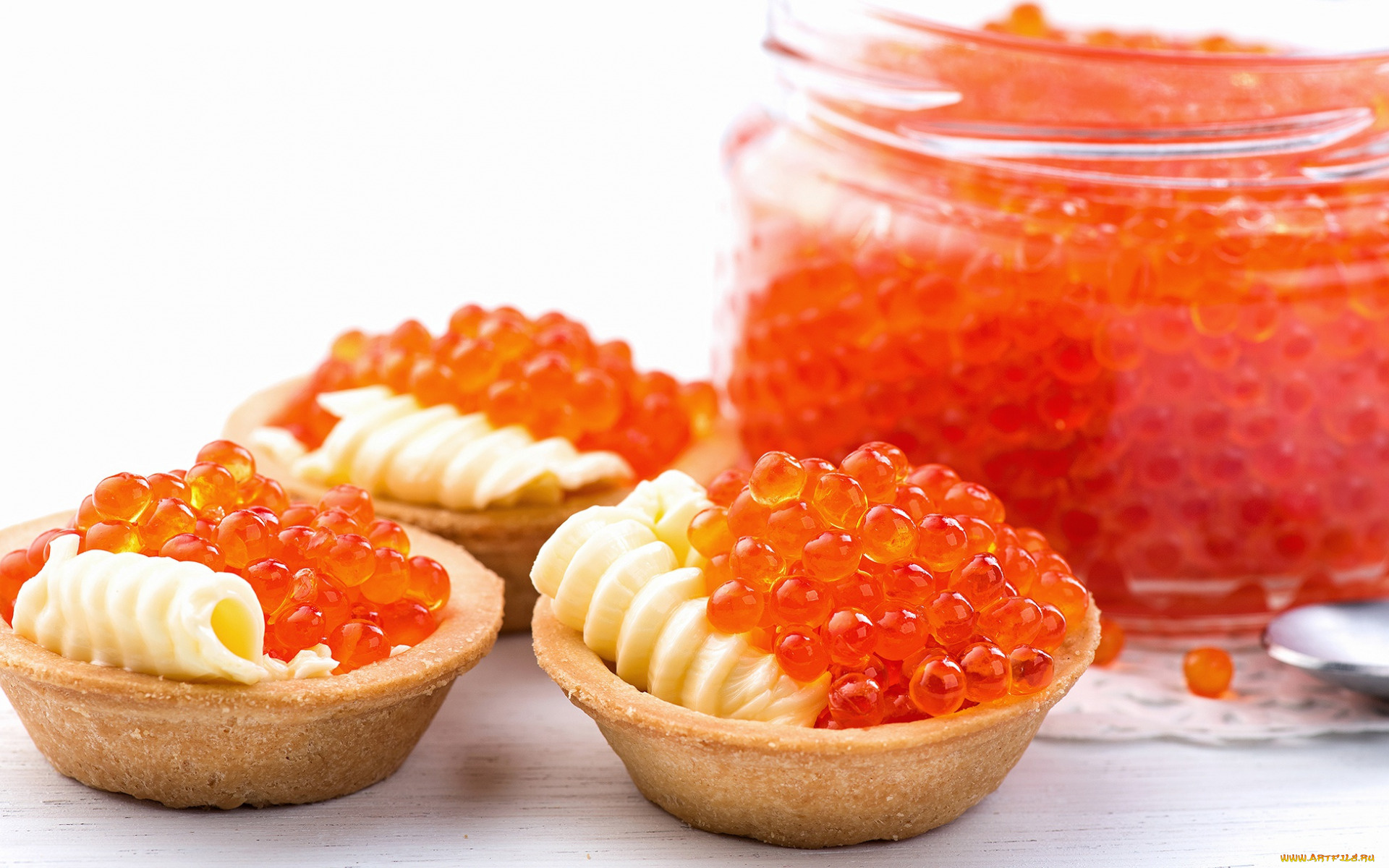 еда, икра, деликатес, красная, тарталетки