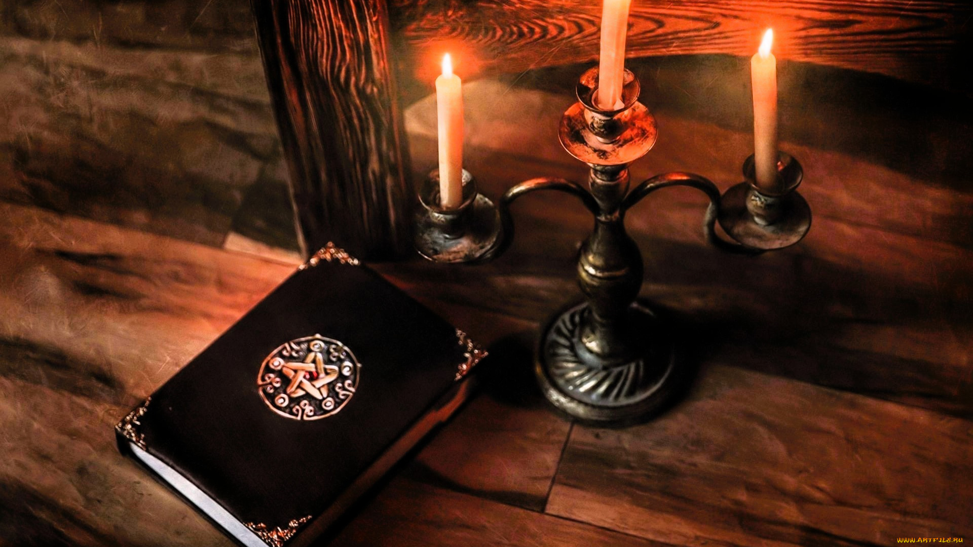 разное, свечи, подсвечник, книга
