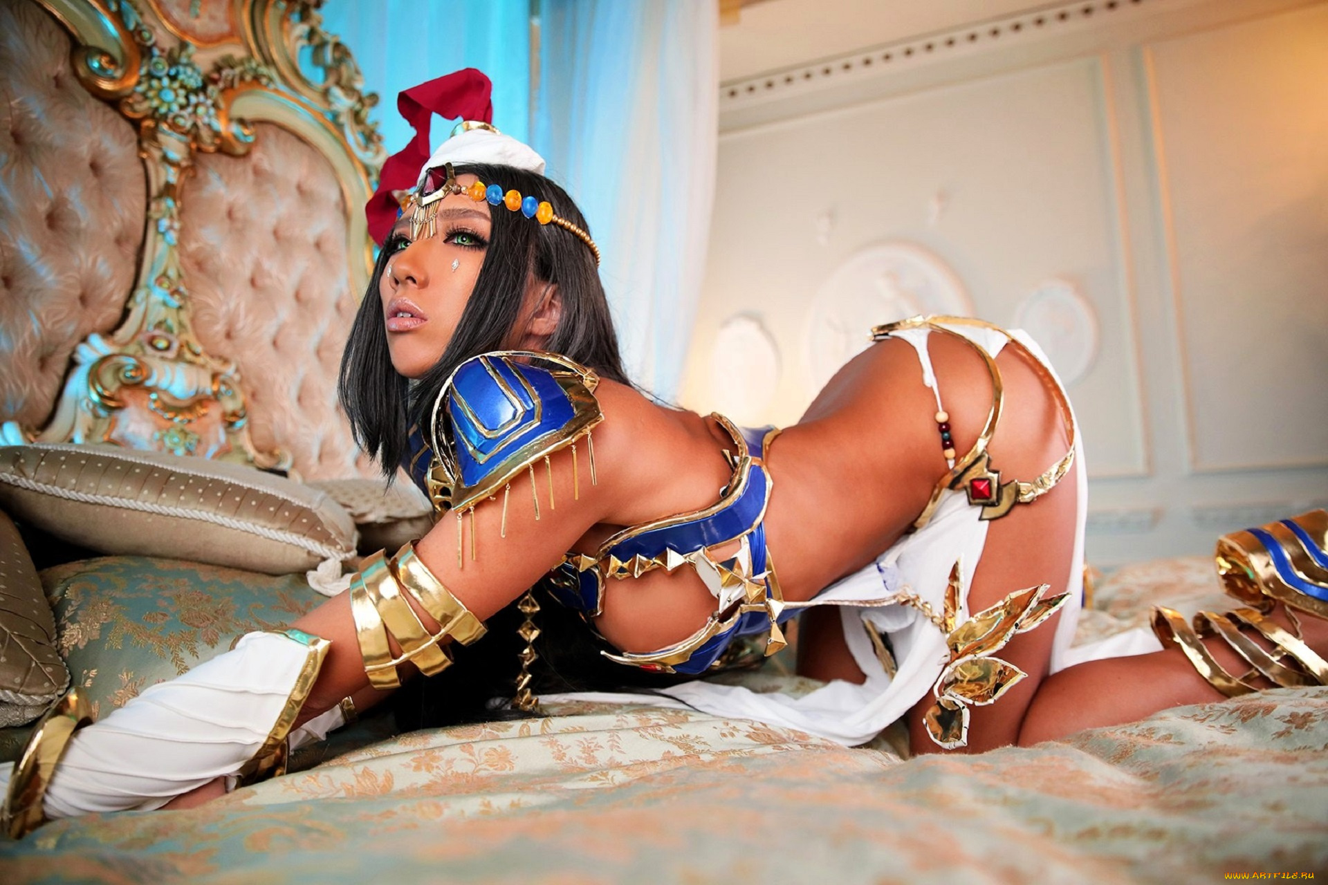 девушки, nonsummerjack, образ, косплей, наряд, украшения, кровать