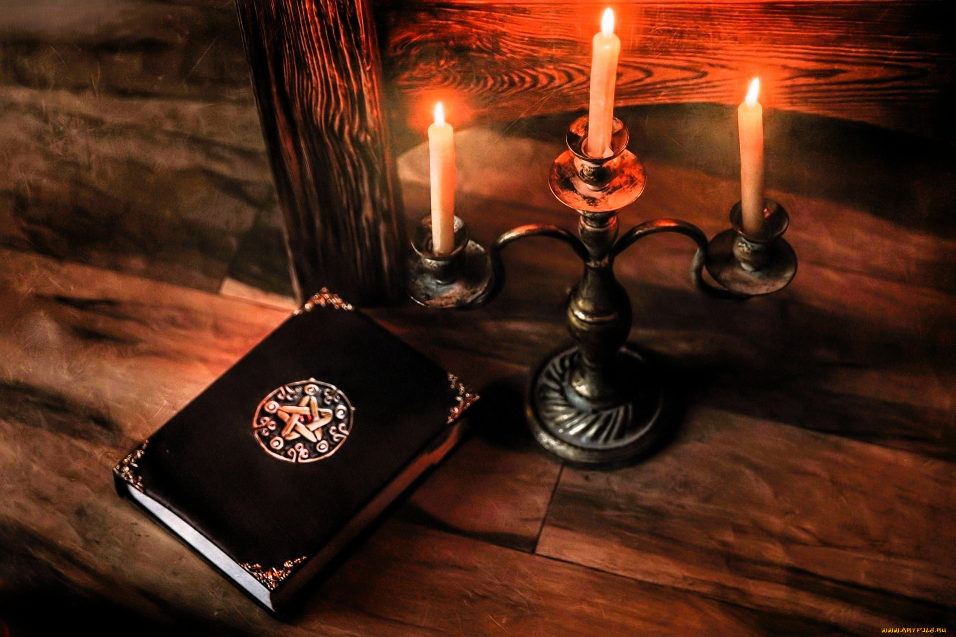разное, свечи, подсвечник, книга