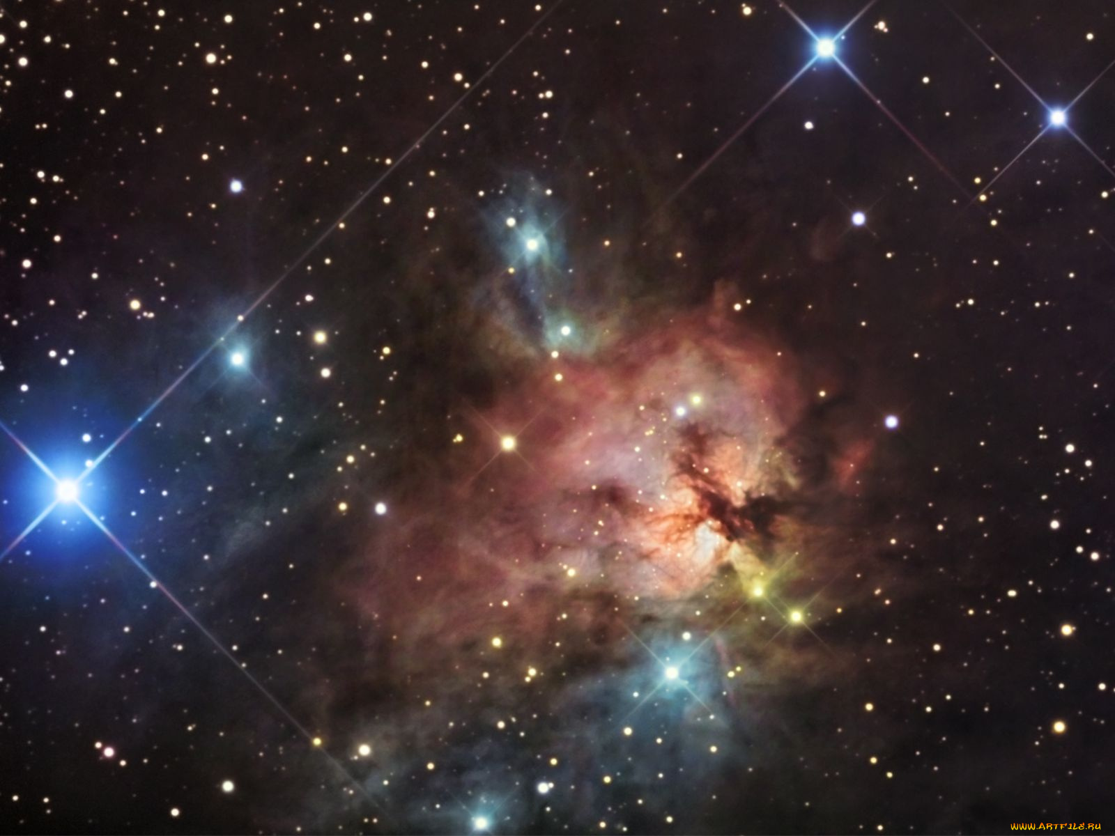 ngc, 1579, северная, трехраздельная, туманность, космос, галактики, туманности