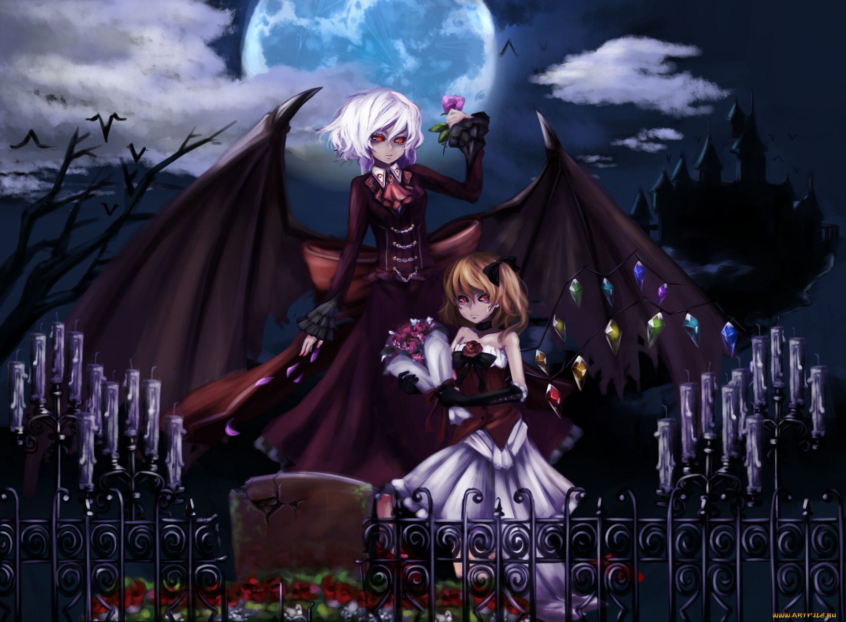 аниме, touhou, flandre, scarlet, remilia