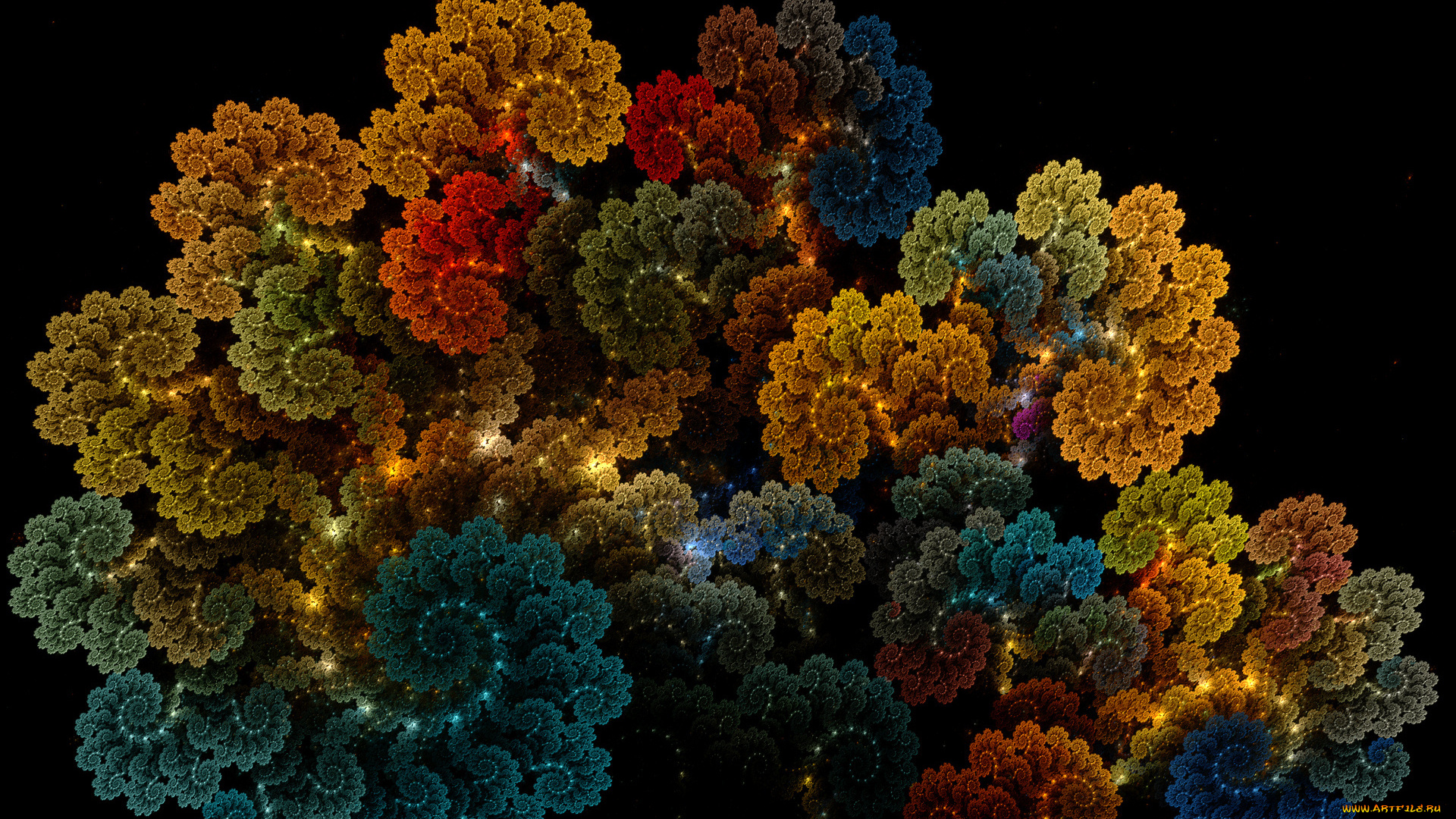 3д, графика, fractal, фракталы, узор, цвета, фон