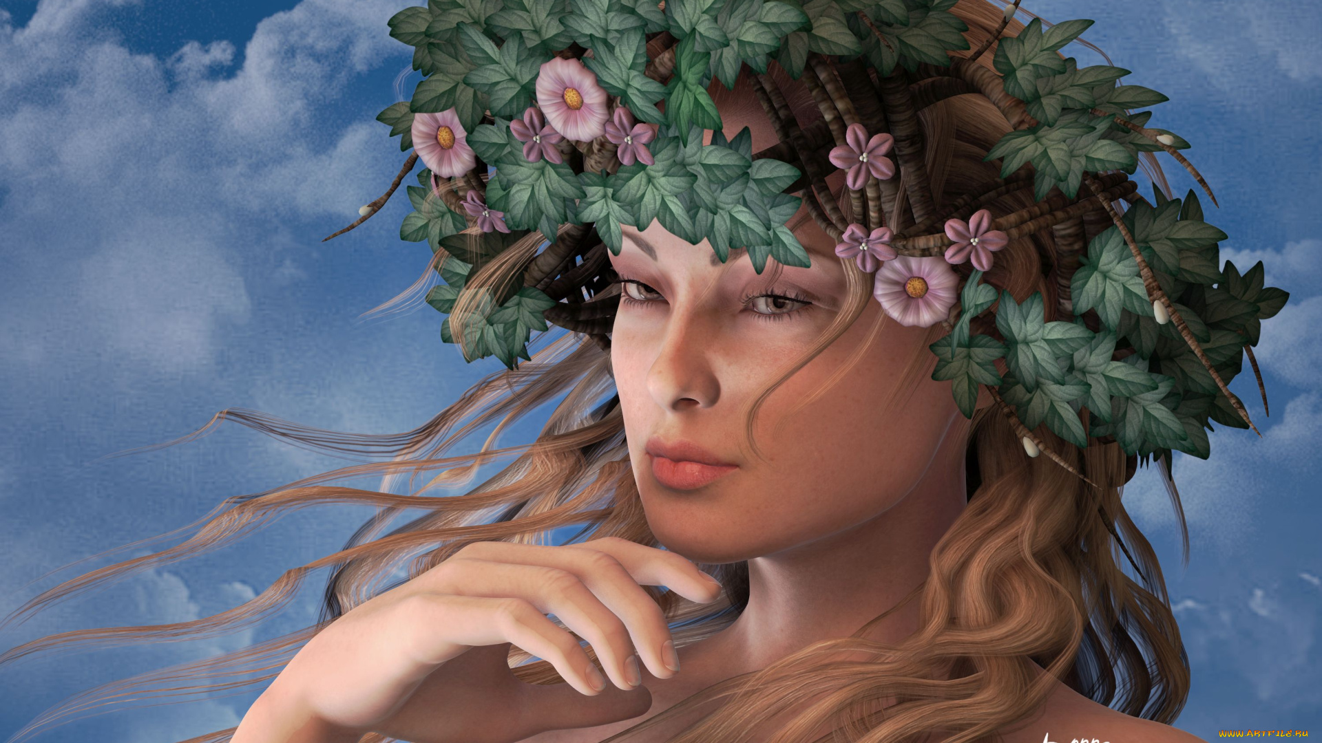 3д, графика, people, люди, венок