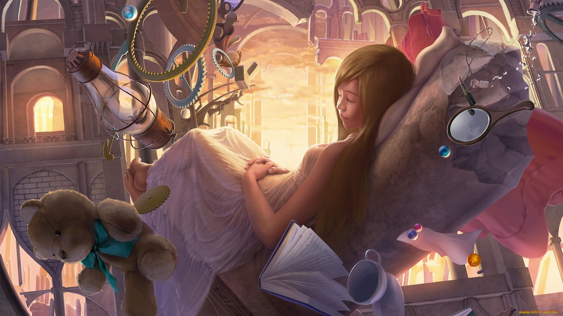 фэнтези, девушки, сон, игрушки, девочка