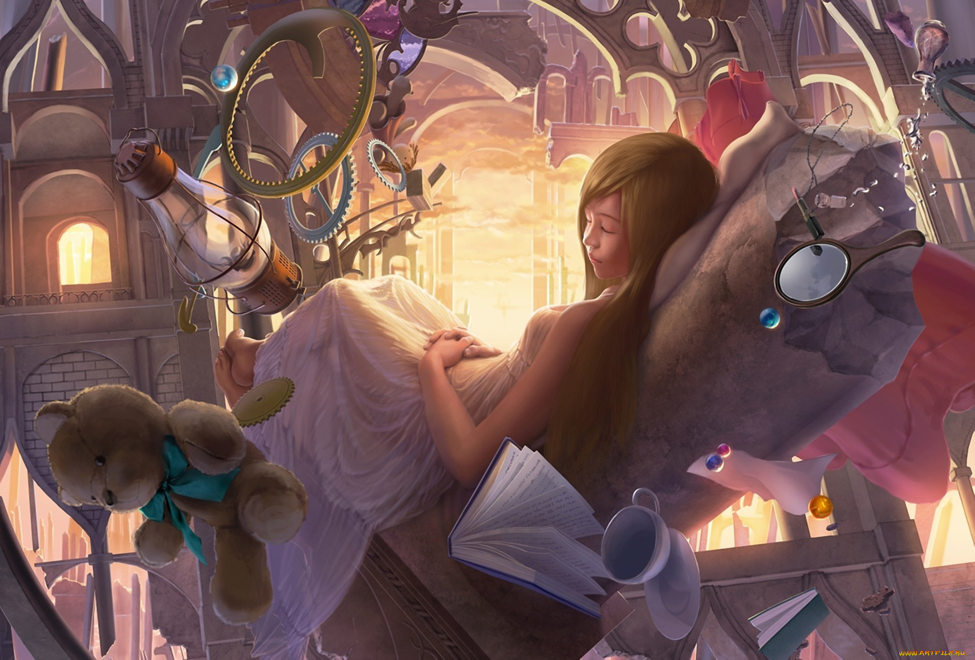 фэнтези, девушки, сон, игрушки, девочка