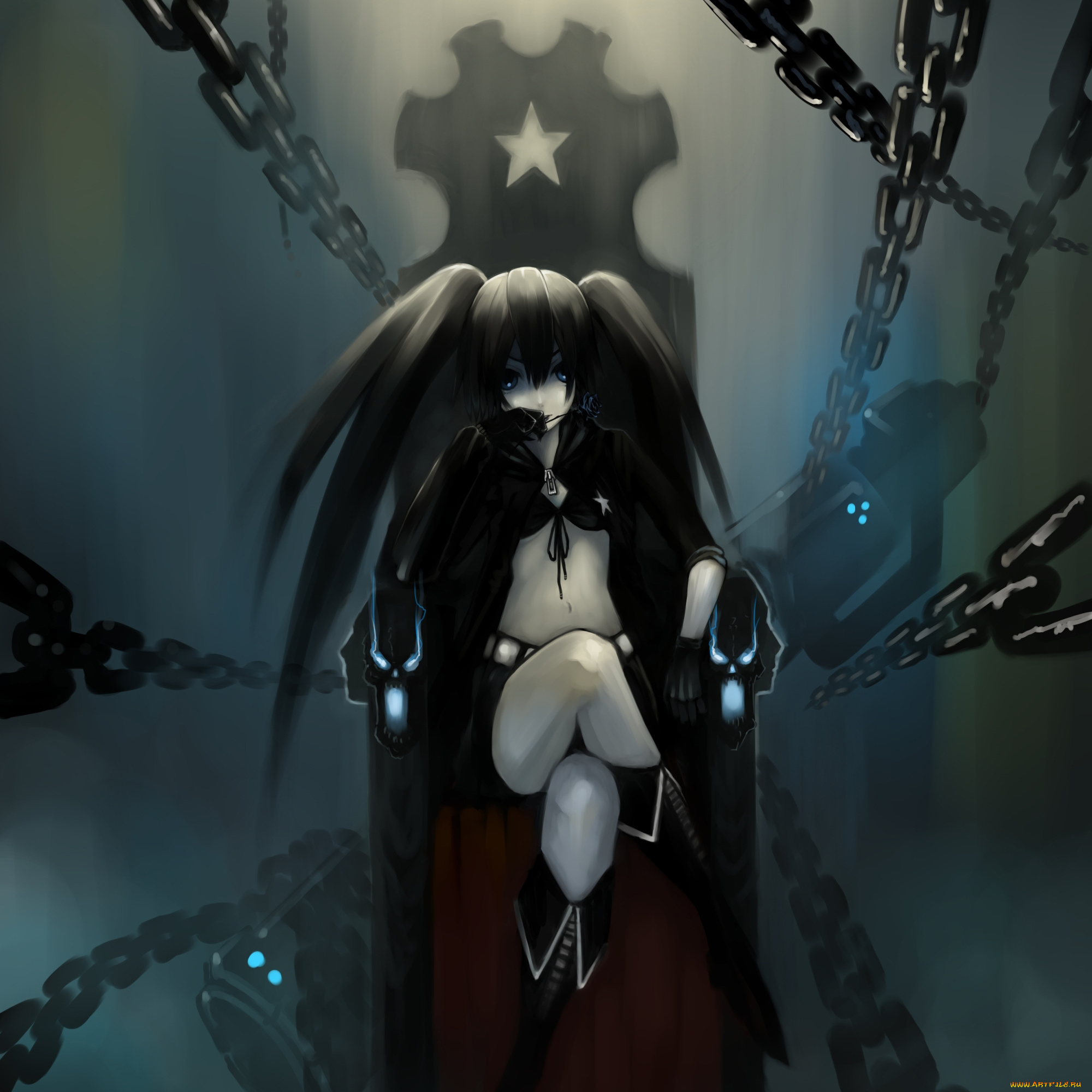 аниме, black, rock, shooter