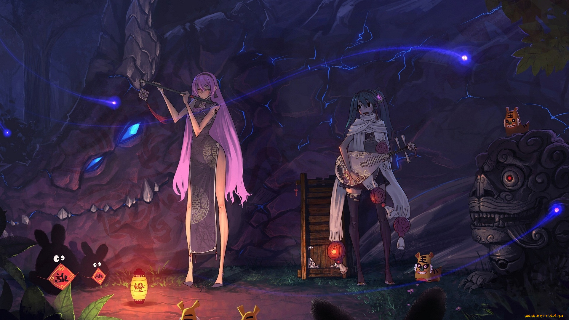 аниме, vocaloid, hatsune, miku, megurine, luka