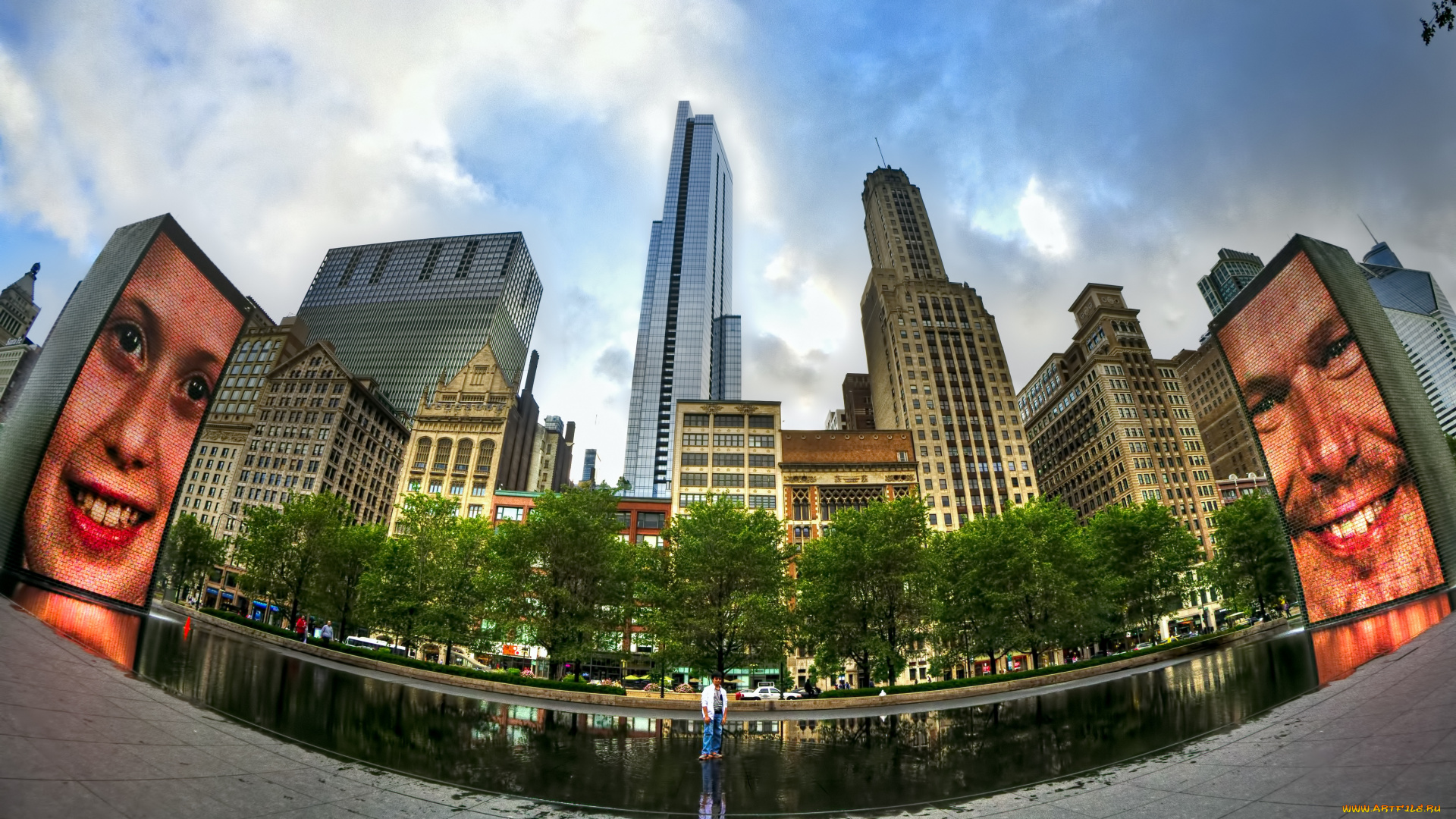 города, Чикаго, сша, панорама, hdr