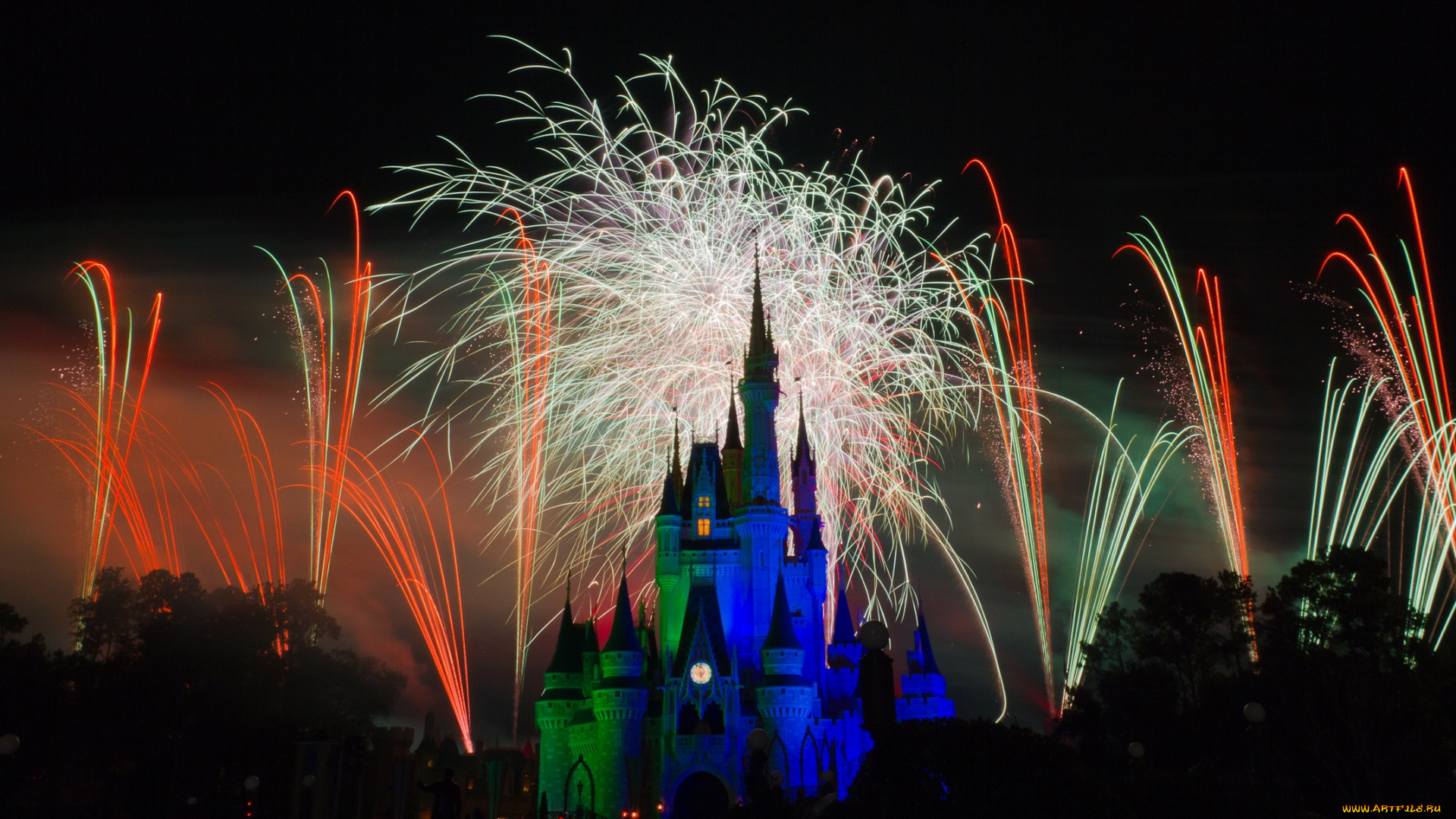 города, диснейленд, фейерверк, шоу, представление, зрелище, сша, штат, флорида, замок, золушки