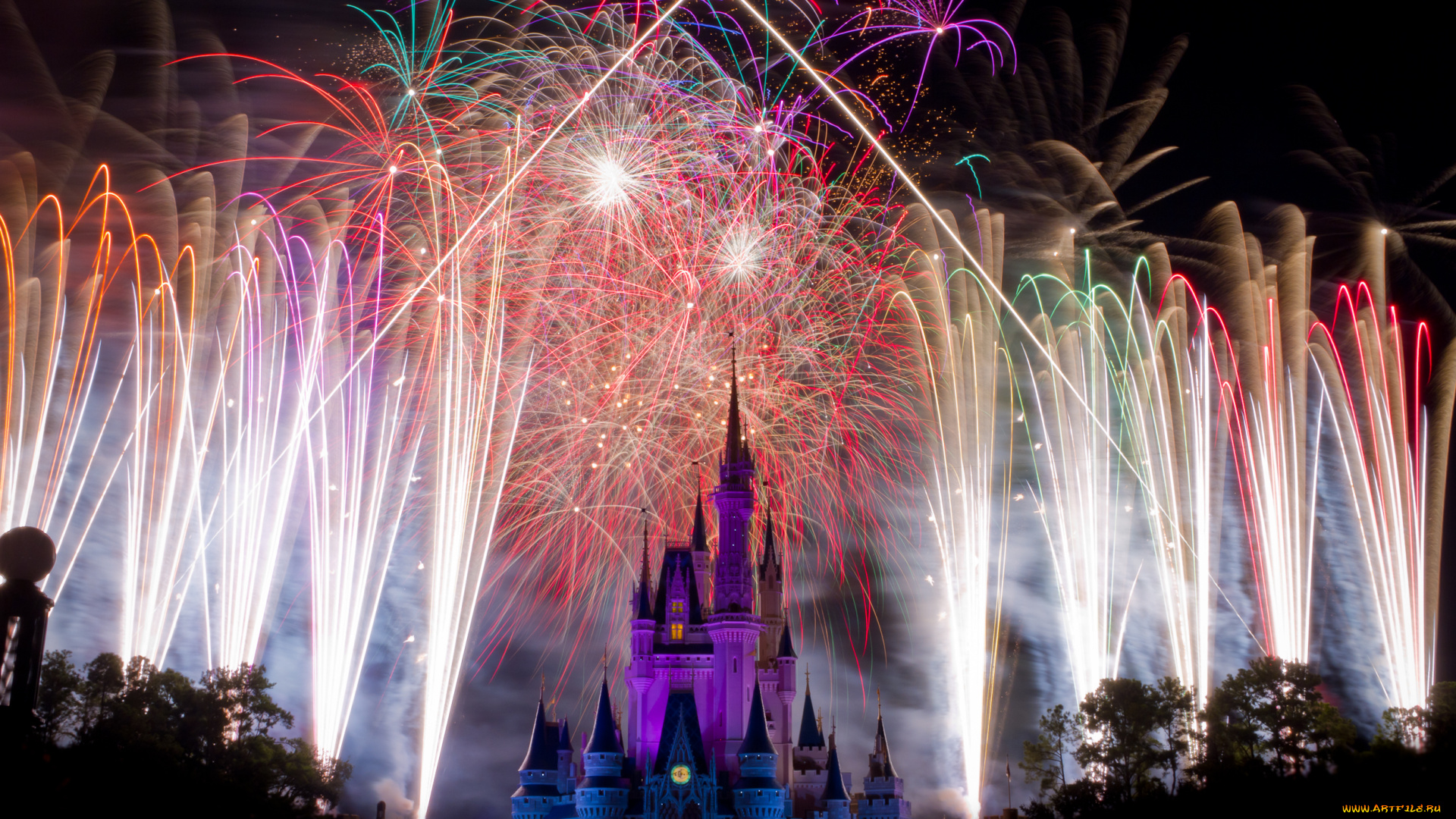 города, диснейленд, фейерверк, шоу, представление, зрелище, сша, штат, флорида, замок, золушки