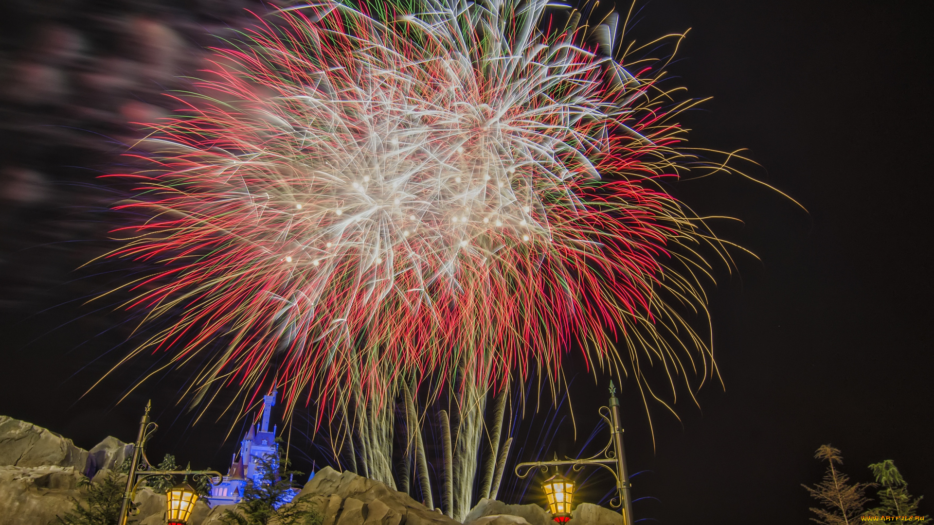 города, диснейленд, фейерверк, шоу, представление, сша, штат, флорида, зрелище