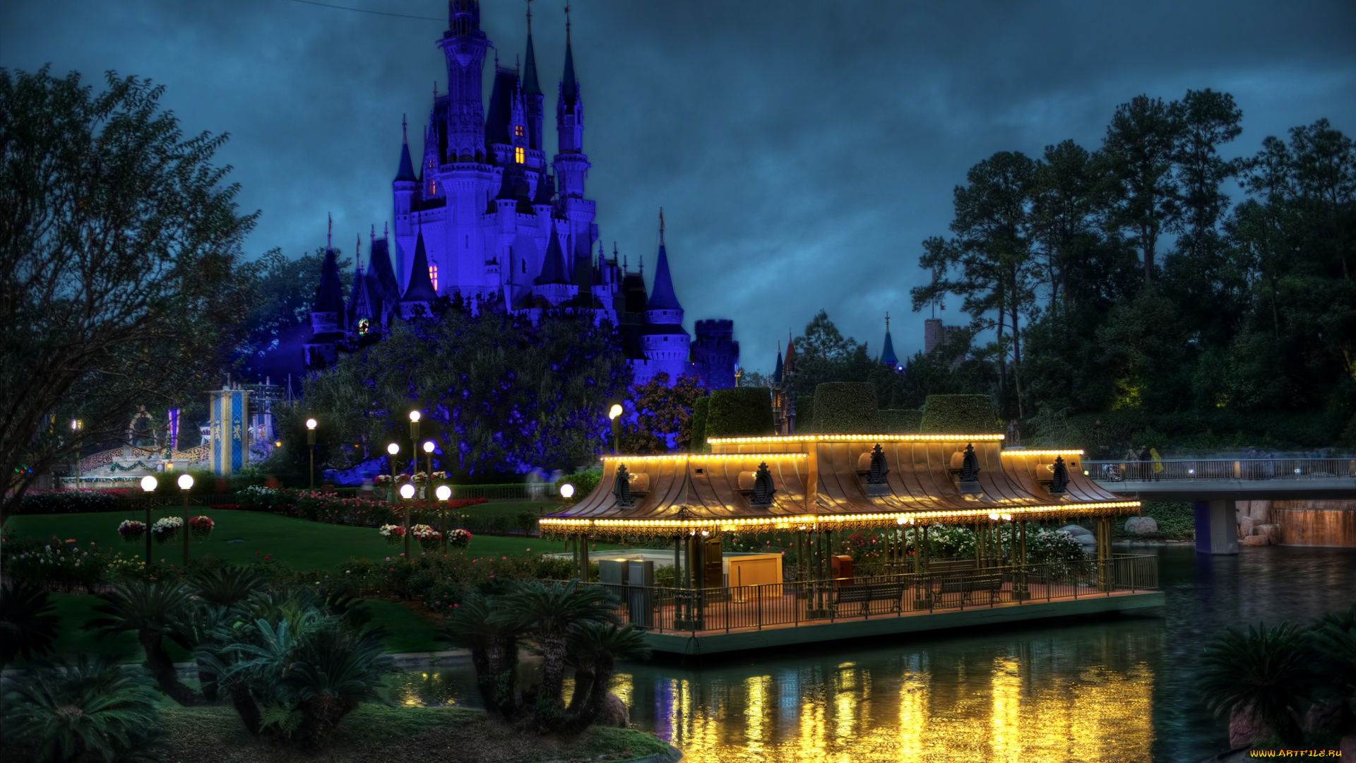 города, диснейленд, озеро, хамок