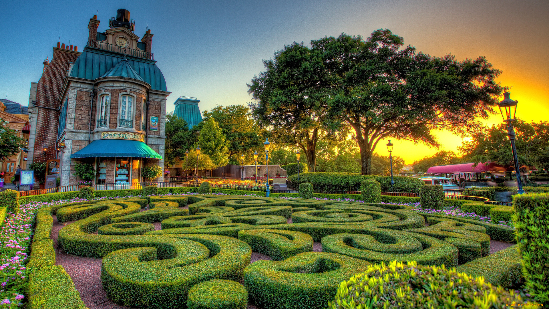 города, диснейленд, парк, диснея, рассвет