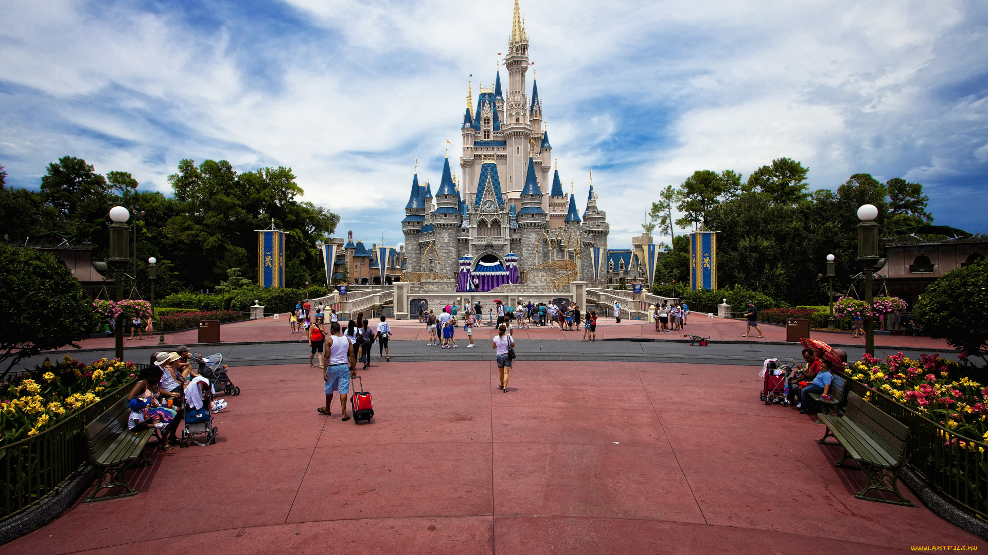 города, диснейленд, парк, замок, площадь