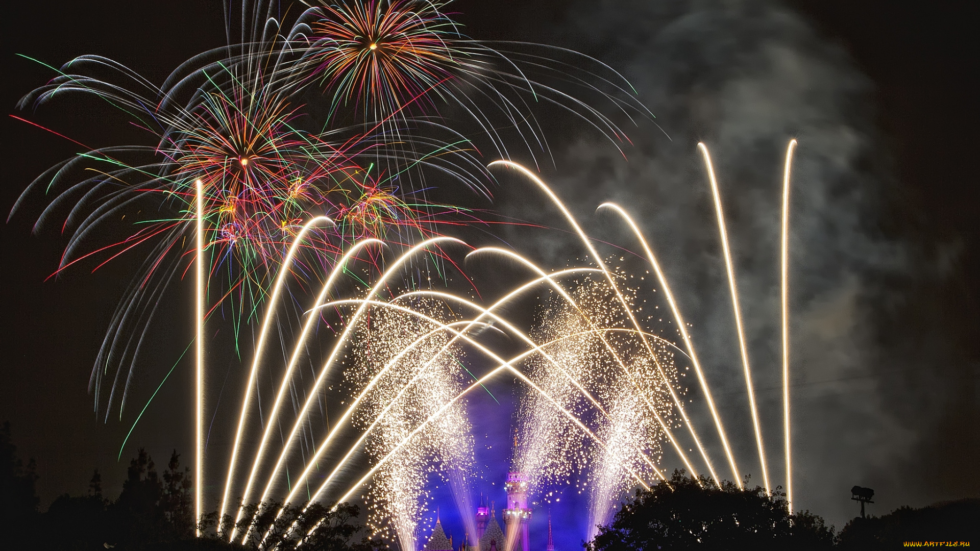 города, диснейленд, штат, флорида, сша, фейерверк, шоу, представление, замок, золушки, зрелище