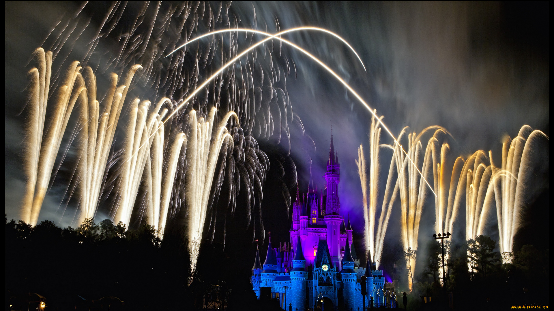 города, диснейленд, штат, флорида, сша, фейерверк, шоу, представление, зрелище, замок, золушки