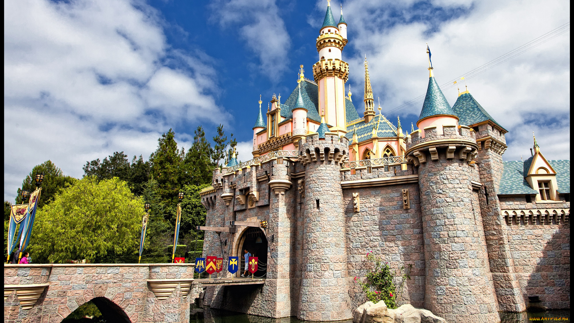 города, диснейленд, замок, спящей, красавицы