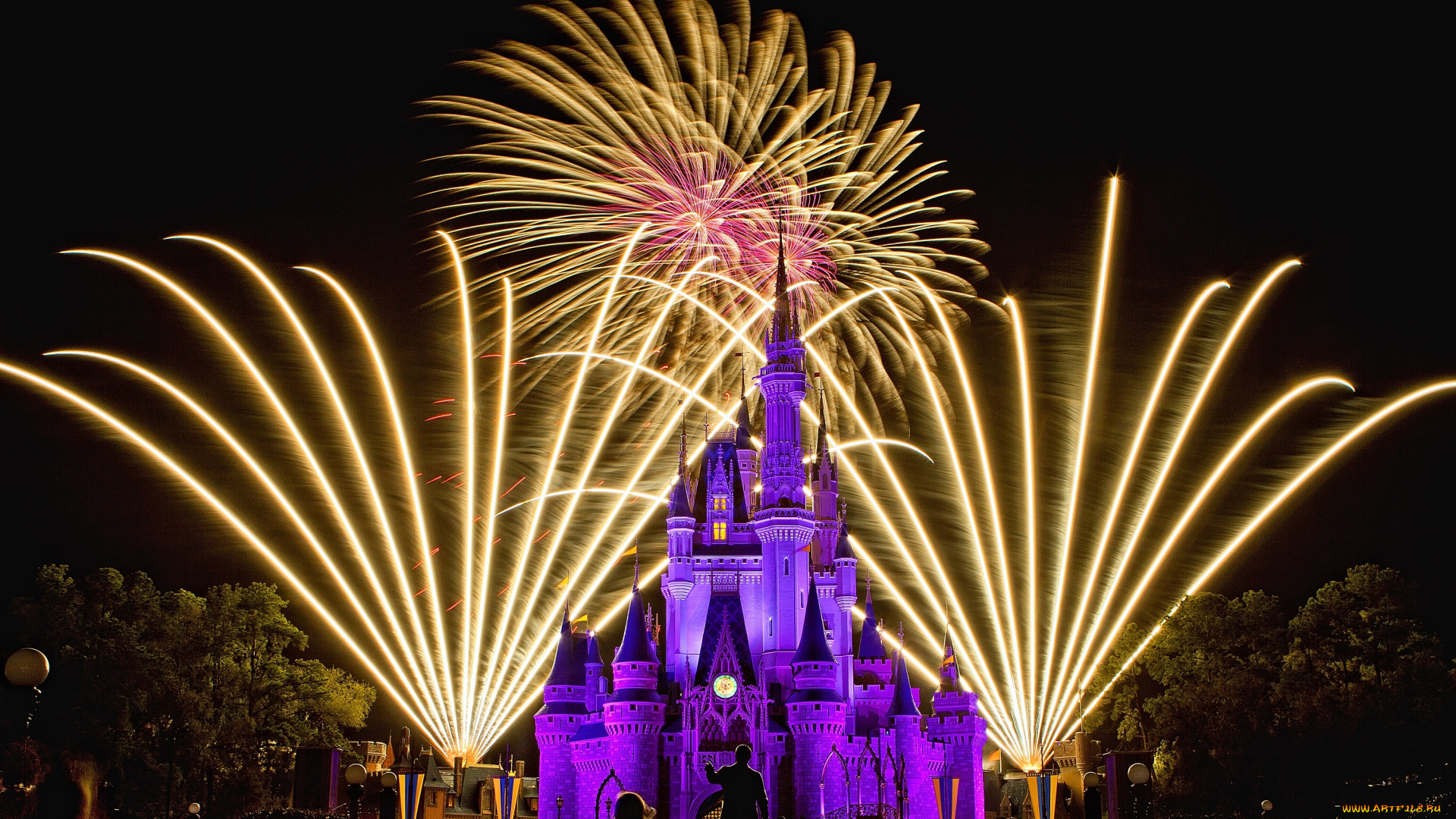 города, диснейленд, замок, золушки, штат, флорида, представление, сша, фейерверк, шоу, зрелище