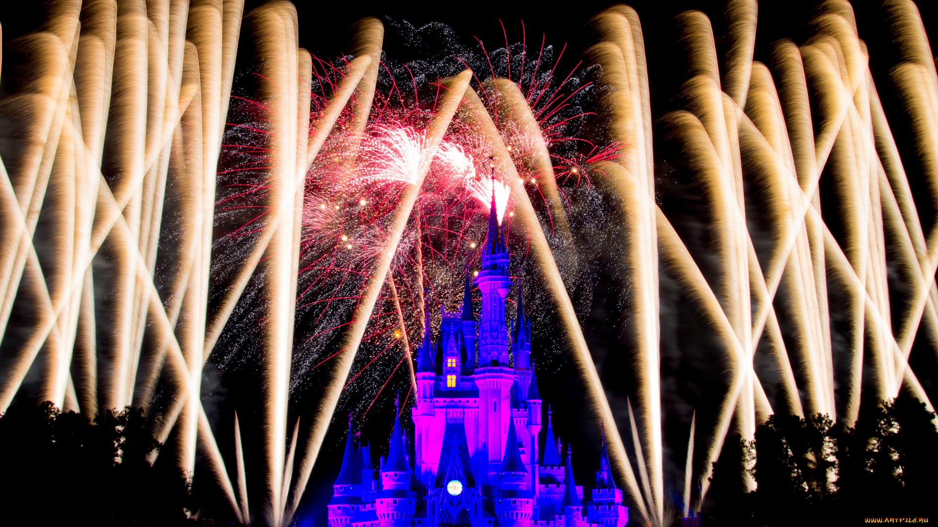 города, диснейленд, замок, золушки, штат, флорида, сша, фейерверк, шоу, представление, зрелище