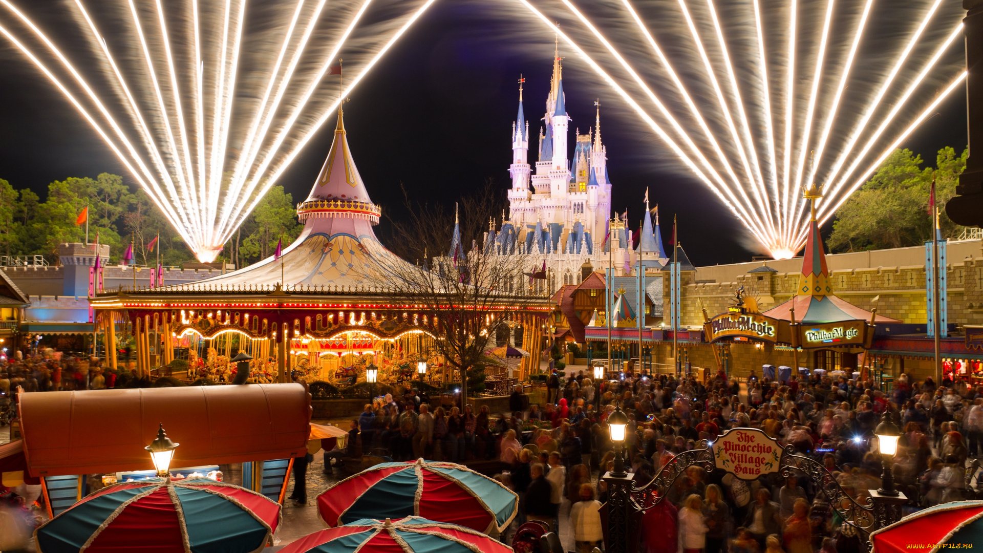 города, диснейленд, замок, золушки, штат, флорида, сша, фейерверк, шоу, представление, зрелище