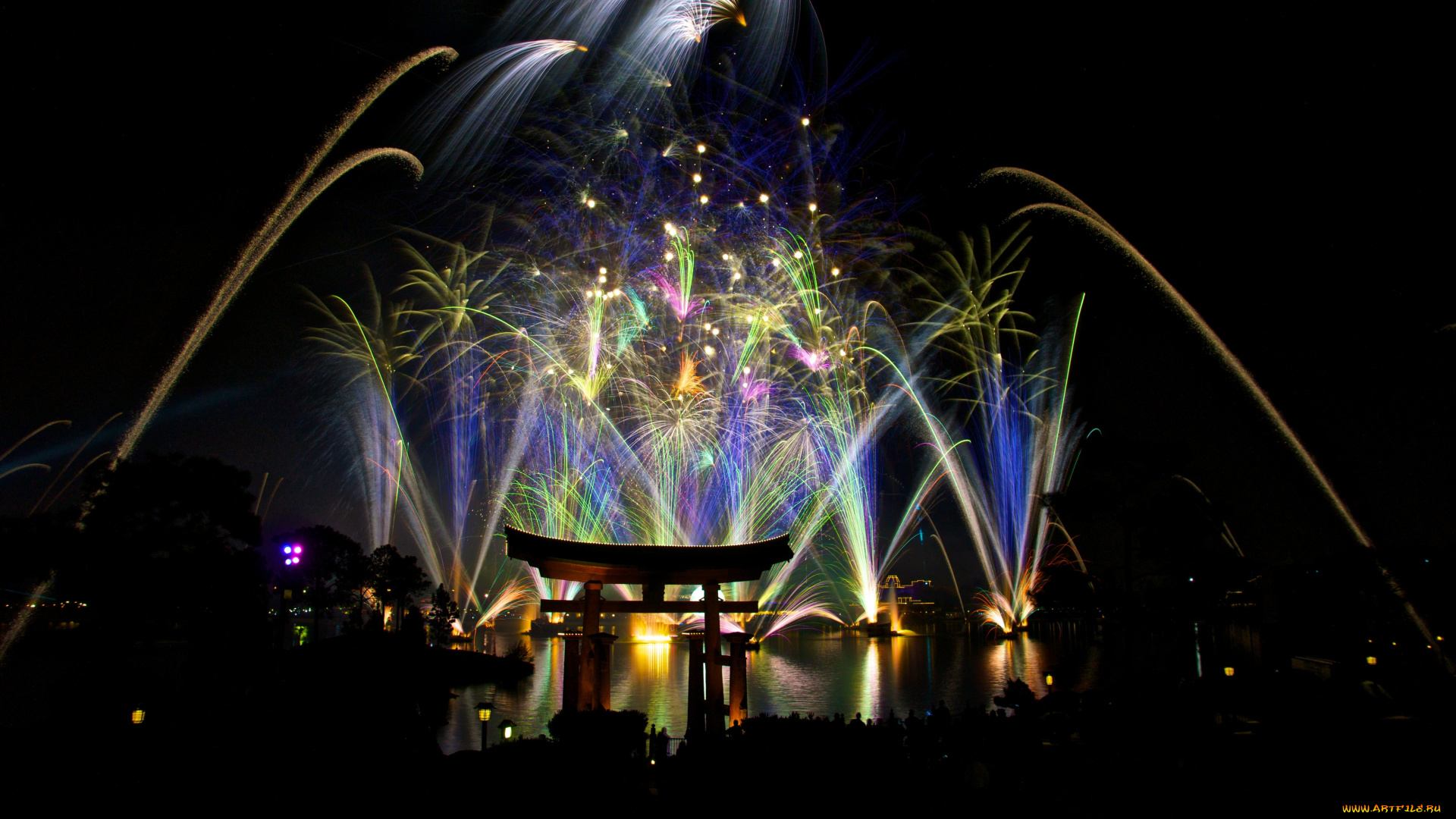 города, диснейленд, зрелище, фейерверк, иллюминация, шоу