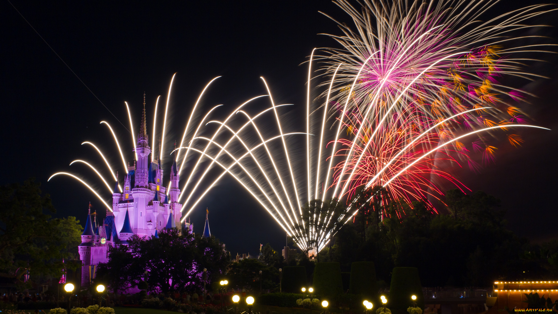 города, диснейленд, зрелище, представление, шоу, фейерверк, сша, замок, золушки, штат, флорида