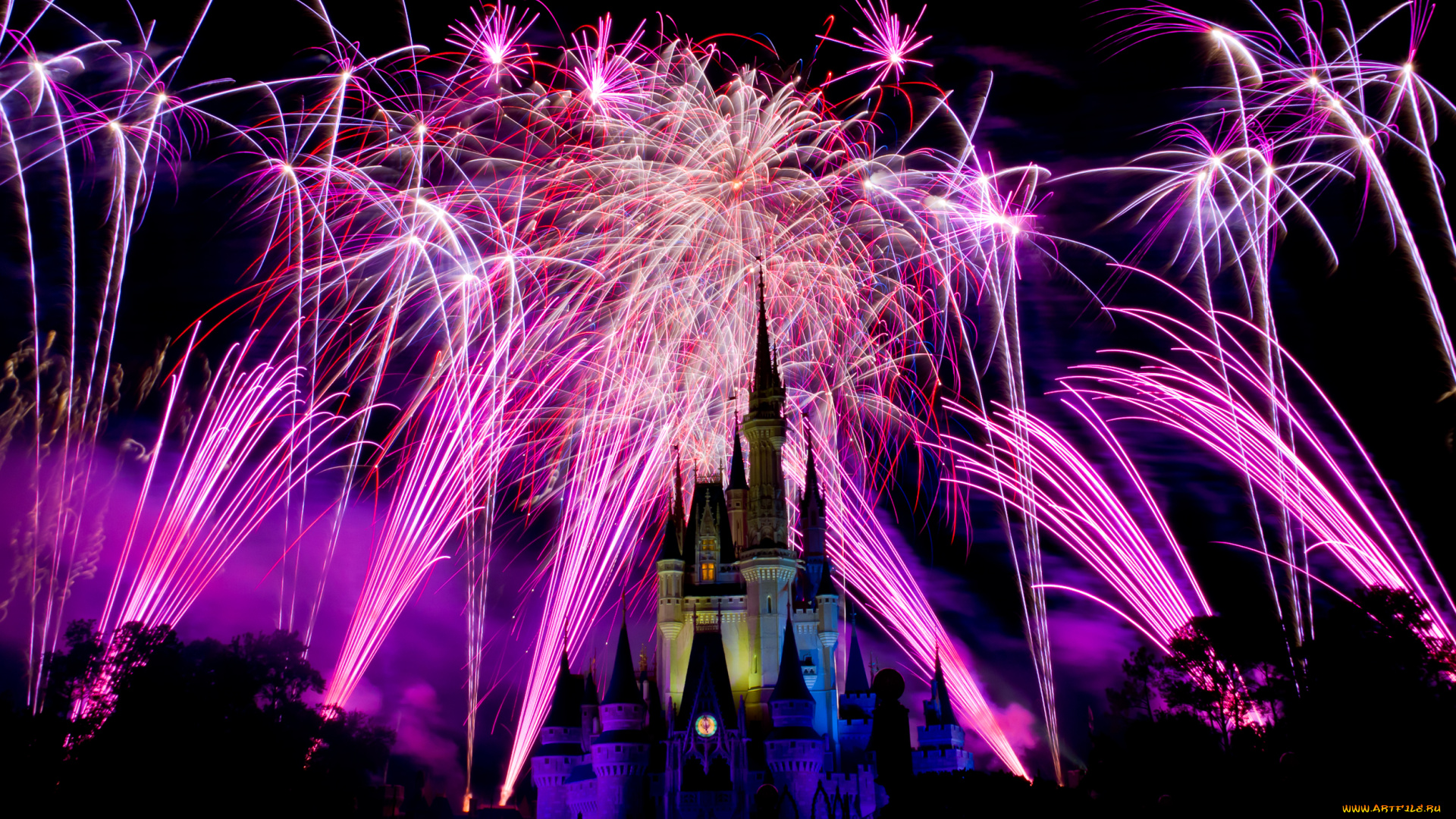 города, диснейленд, зрелище, представление, шоу, фейерверк, сша, замок, золушки, штат, флорида