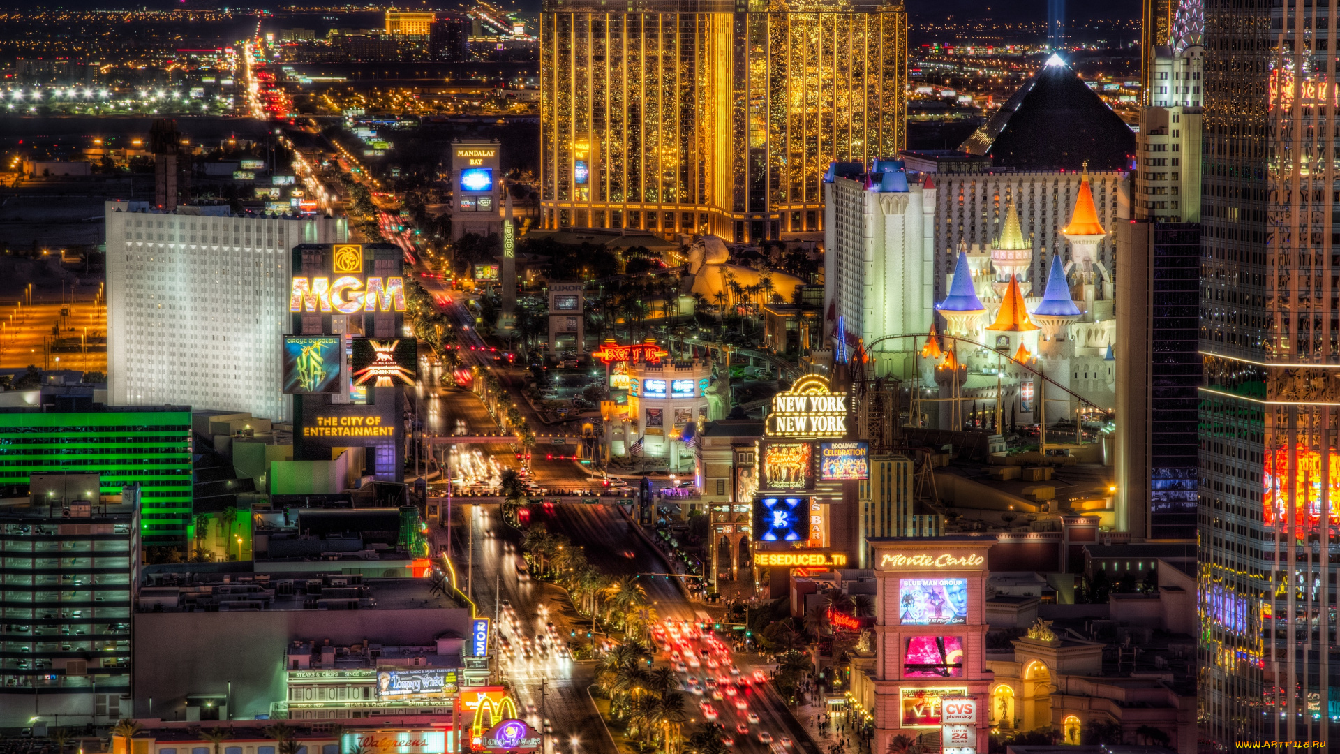 города, лас, вегас, сша, hdr