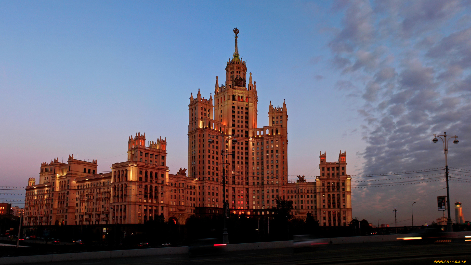 города, москва, россия, здания, сумерки