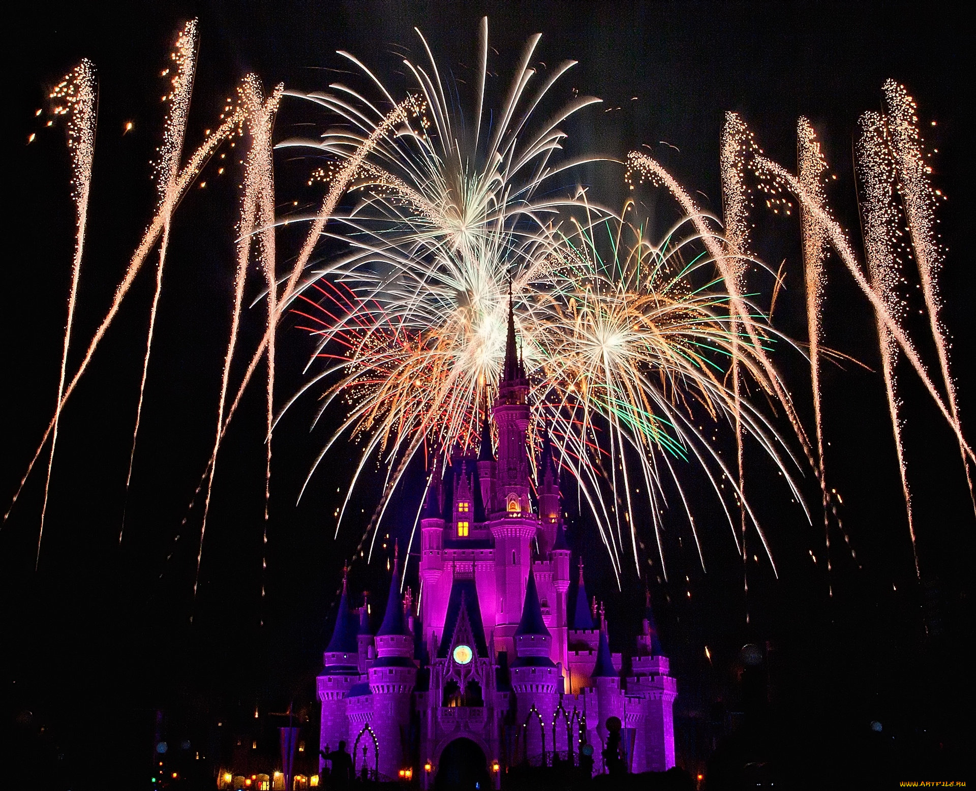 города, диснейленд, замок, золушки, штат, флорида, сша, фейерверк, шоу, представление, зрелище
