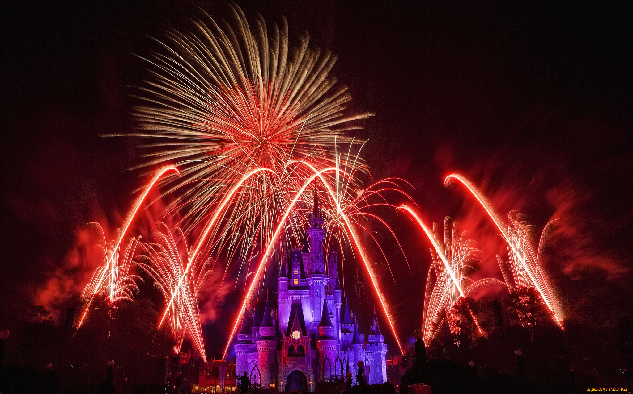 города, диснейленд, замок, золушки, штат, флорида, сша, фейерверк, шоу, представление, зрелище