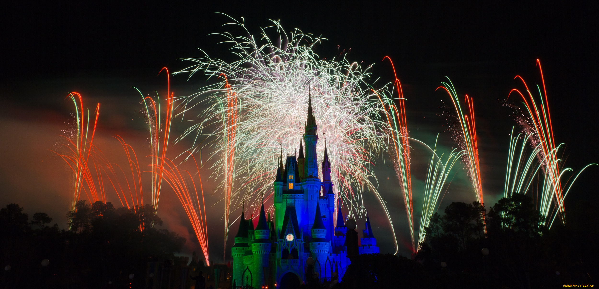 города, диснейленд, фейерверк, шоу, представление, зрелище, сша, штат, флорида, замок, золушки