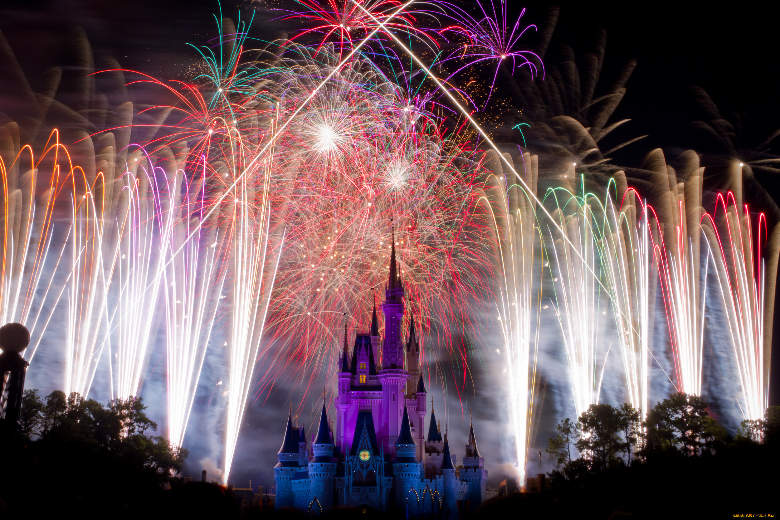 города, диснейленд, фейерверк, шоу, представление, зрелище, сша, штат, флорида, замок, золушки
