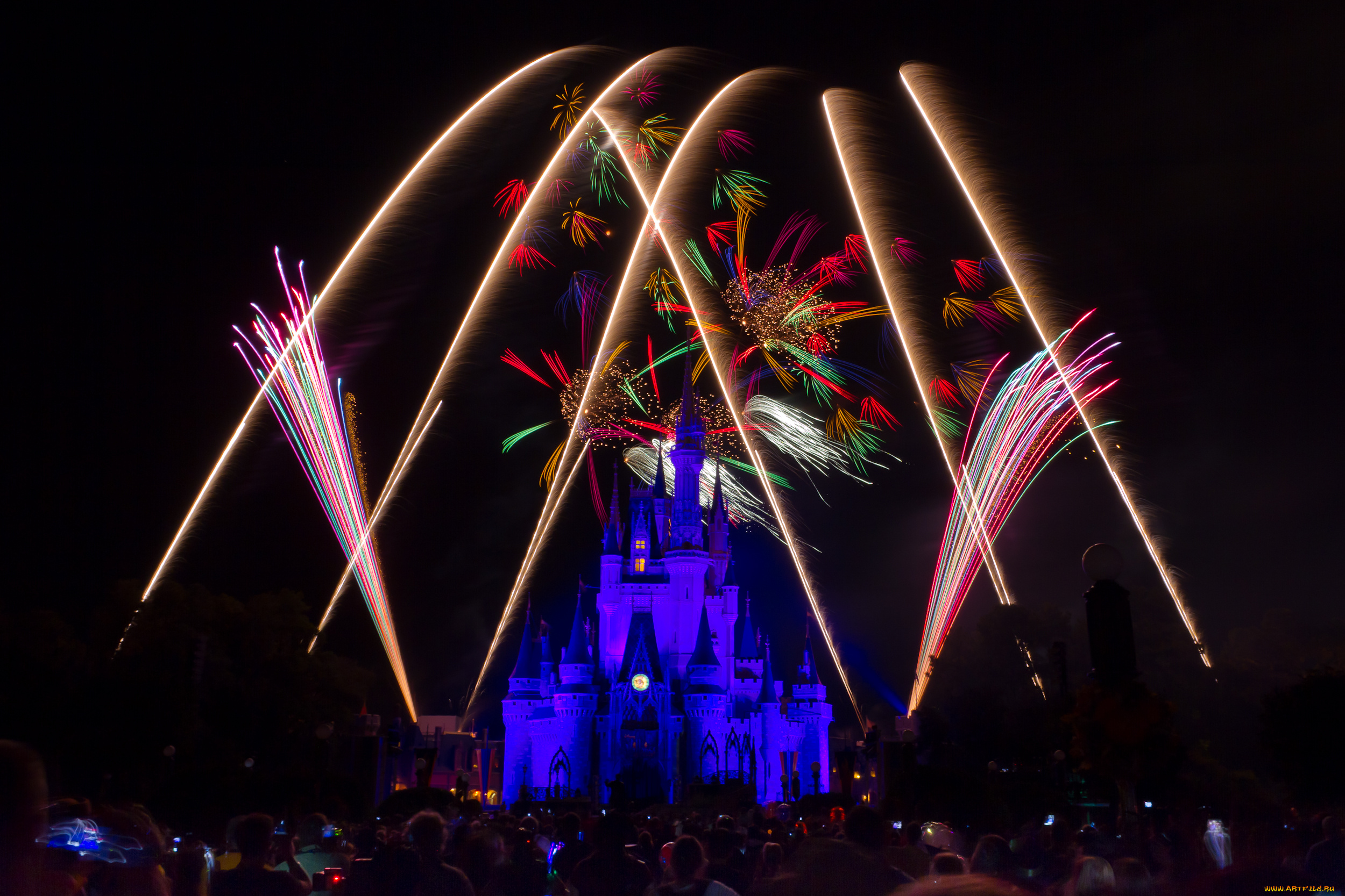 города, диснейленд, замок, золушки, штат, флорида, сша, фейерверк, шоу, представление, зрелище