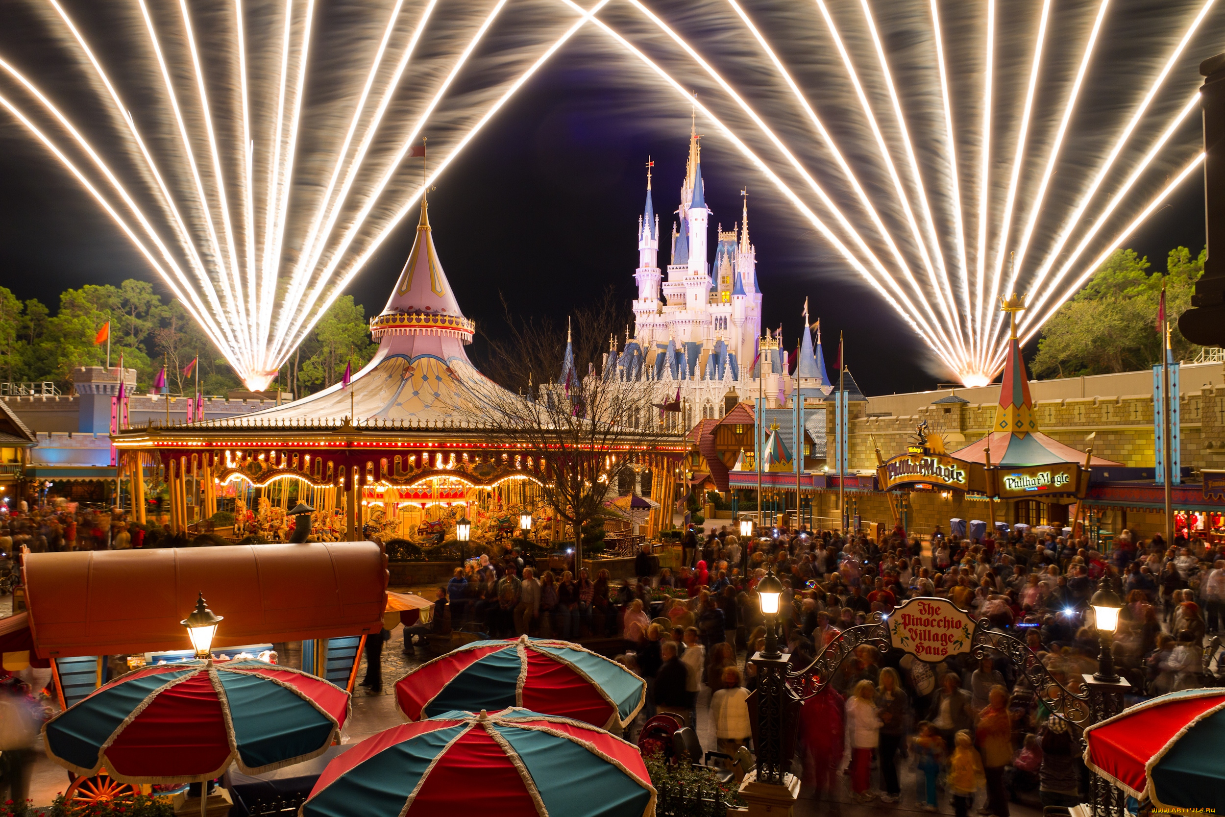 города, диснейленд, замок, золушки, штат, флорида, сша, фейерверк, шоу, представление, зрелище