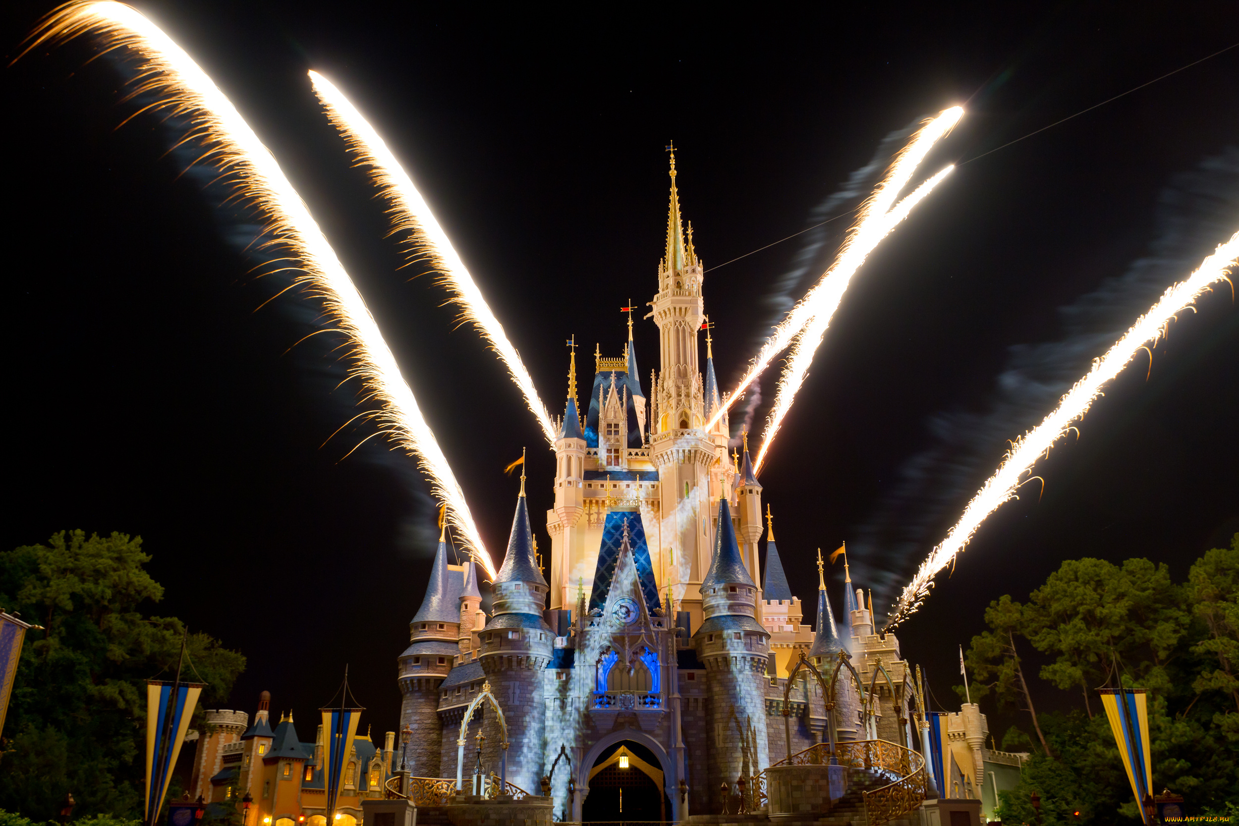 города, диснейленд, замок, золушки, штат, флорида, сша, фейерверк, зрелище, шоу, представление