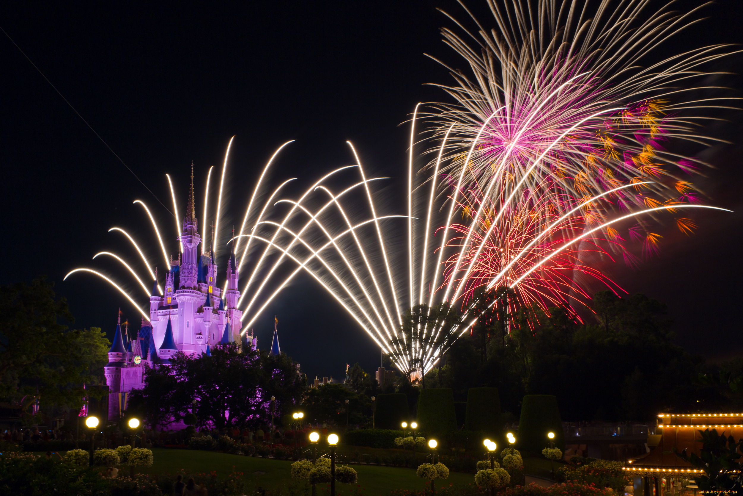 города, диснейленд, зрелище, представление, шоу, фейерверк, сша, замок, золушки, штат, флорида