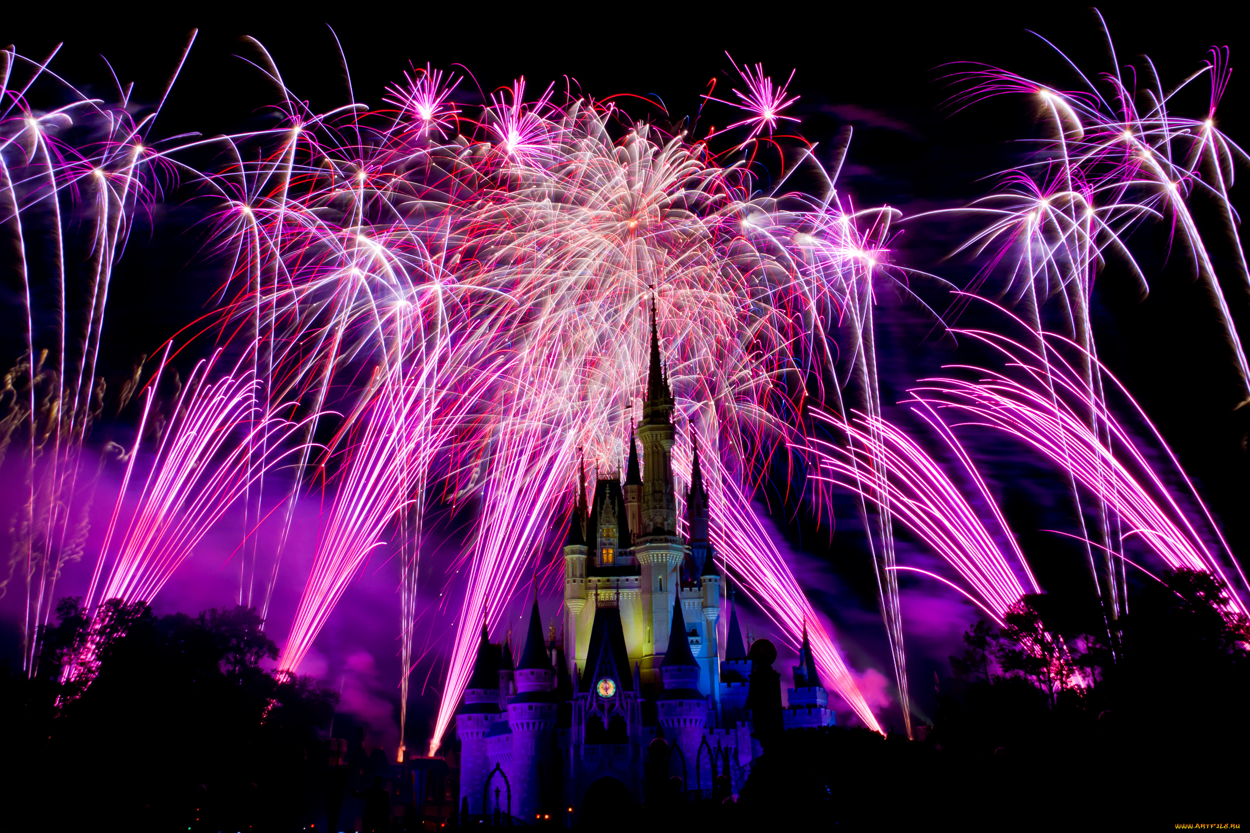 города, диснейленд, зрелище, представление, шоу, фейерверк, сша, замок, золушки, штат, флорида