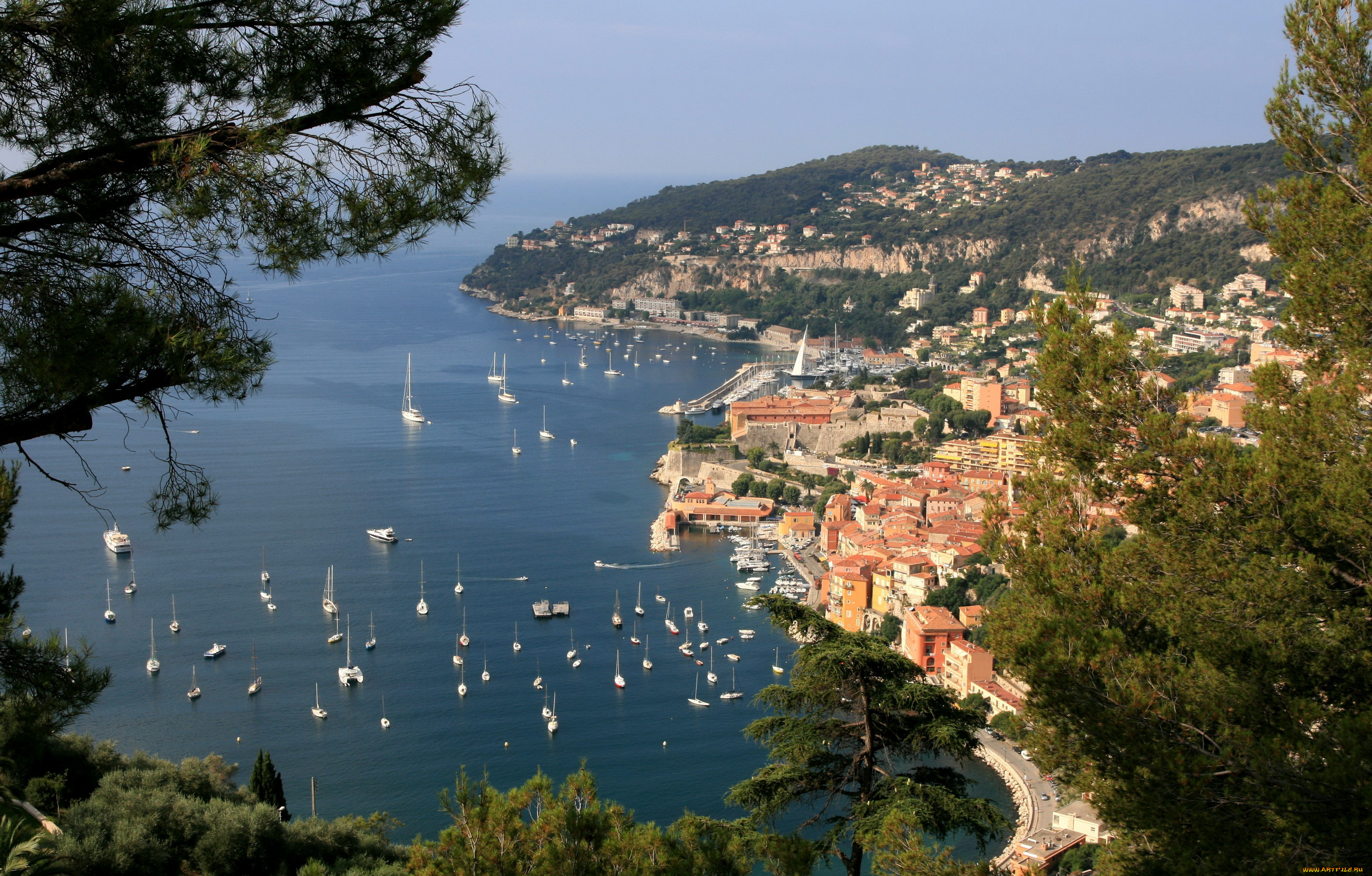 остров, port, cros, france, города, панорамы, море, панорама, дома, берег